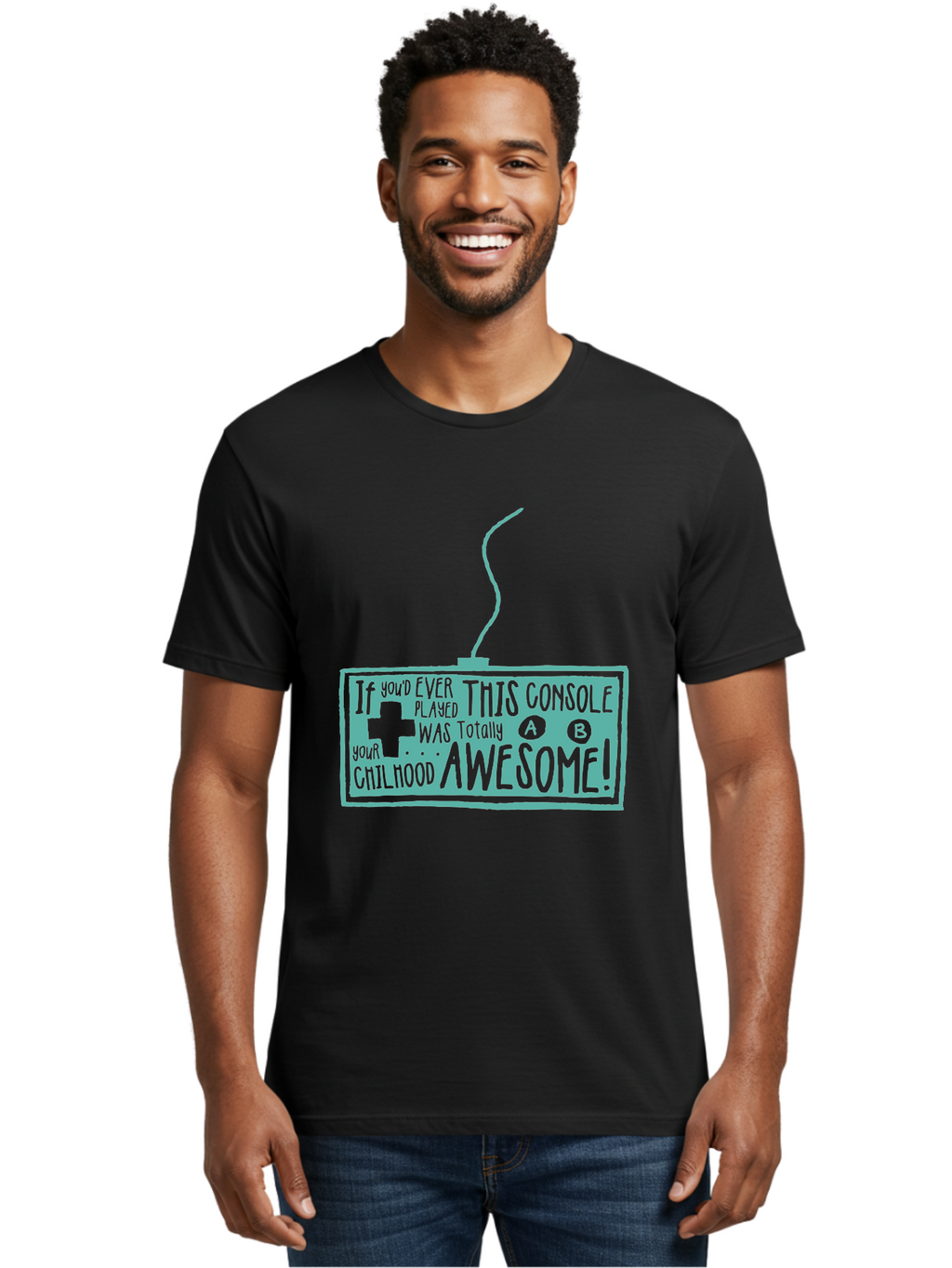 Never Stop Playing Men'S Graphic Tee, 100% Cotton, Comfortable Casual Summer Wear, Machine Washable, Retro Video Game Console, Vintage Gaming, Nostalgic Technology, Classic Video Games, Console Awesomeness, Power Cord, Playful Typography, Aae533