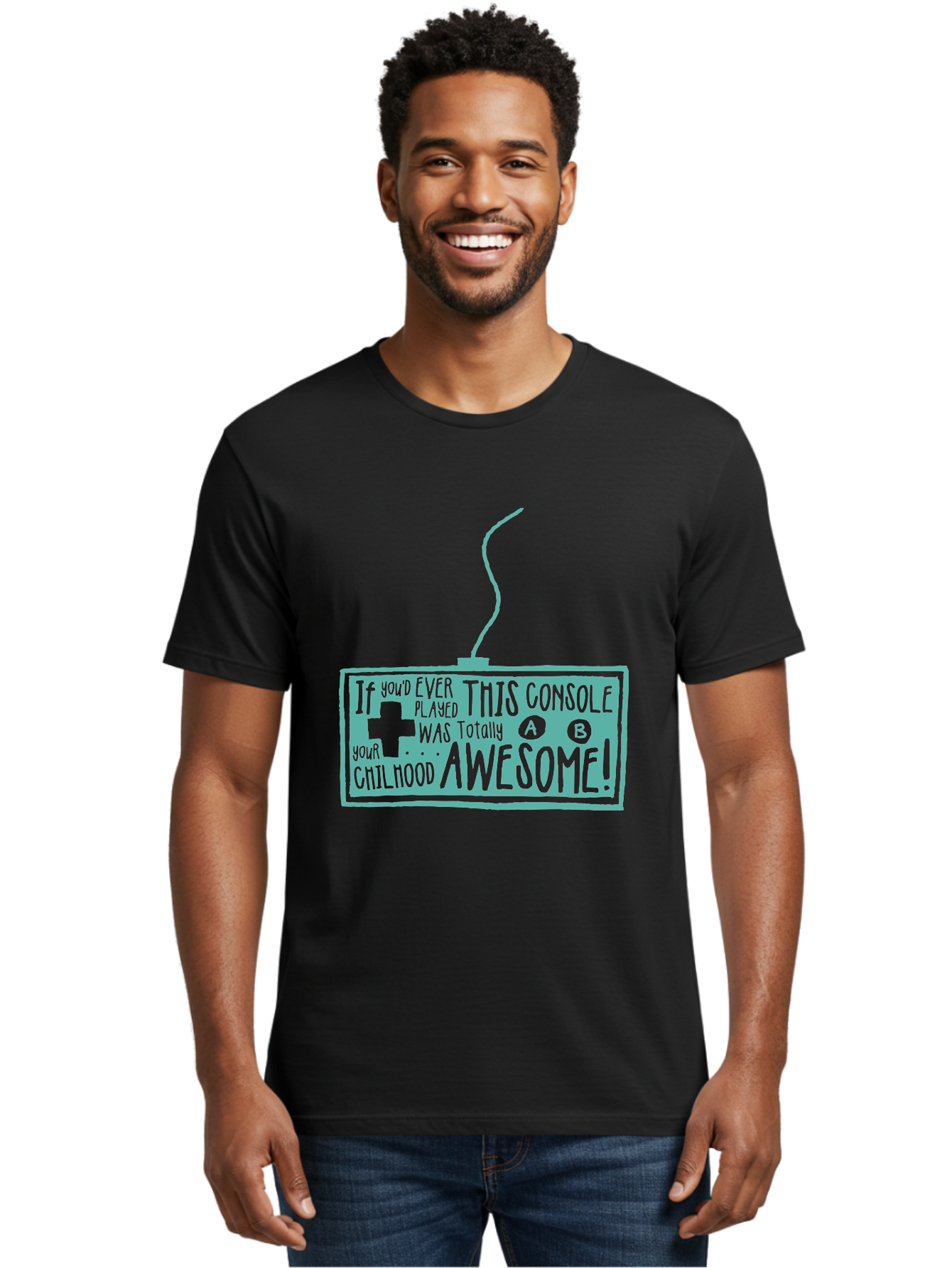 Never Stop Playing Men'S Graphic Tee, 100% Cotton, Comfortable Casual Summer Wear, Machine Washable, Retro Video Game Console, Vintage Gaming, Nostalgic Technology, Classic Video Games, Console Awesomeness, Power Cord, Playful Typography, Aae533