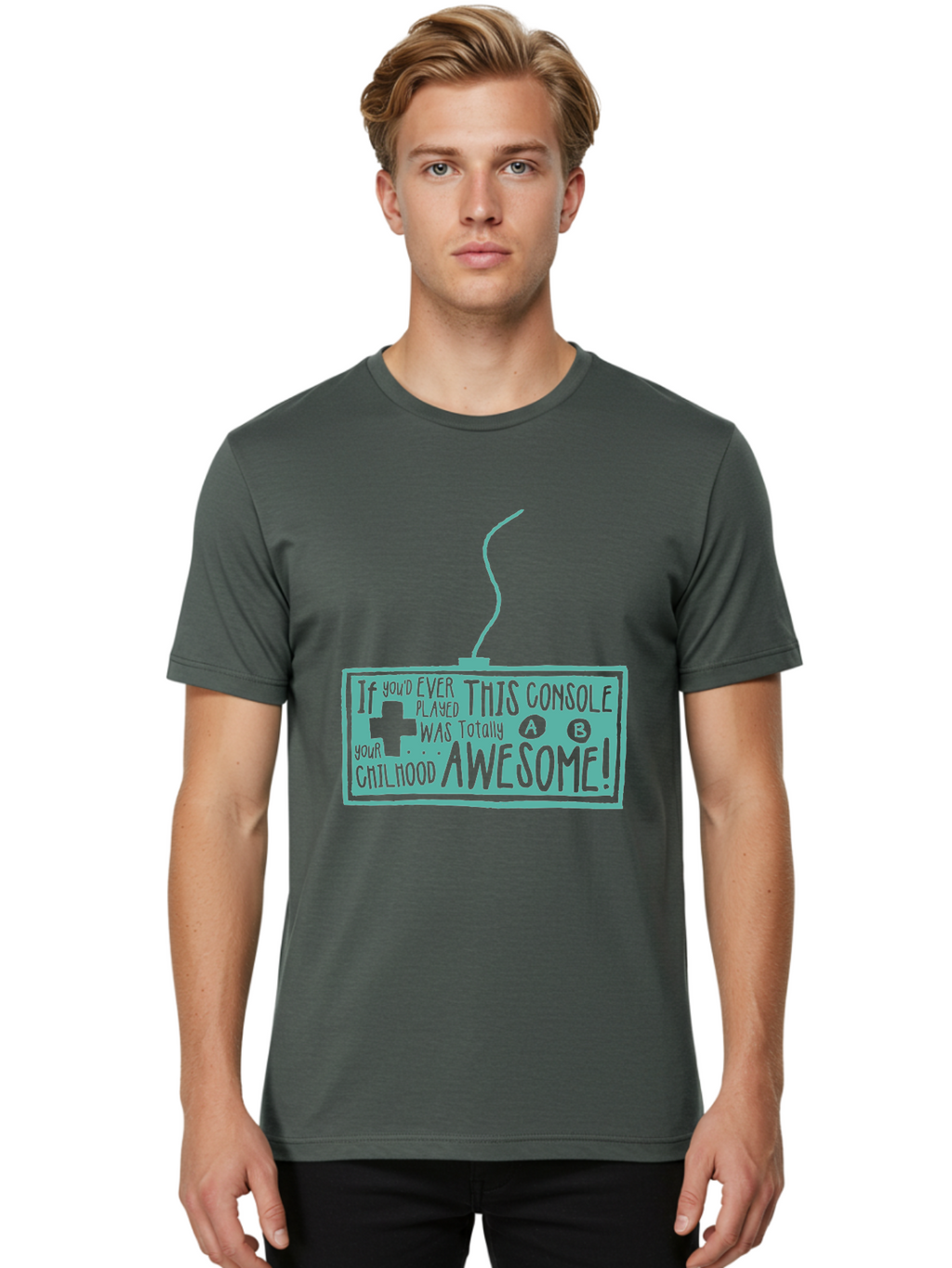 Never Stop Playing Men'S Graphic Tee, 100% Cotton, Comfortable Casual Summer Wear, Machine Washable, Retro Video Game Console, Vintage Gaming, Nostalgic Technology, Classic Video Games, Console Awesomeness, Power Cord, Playful Typography, Aae533