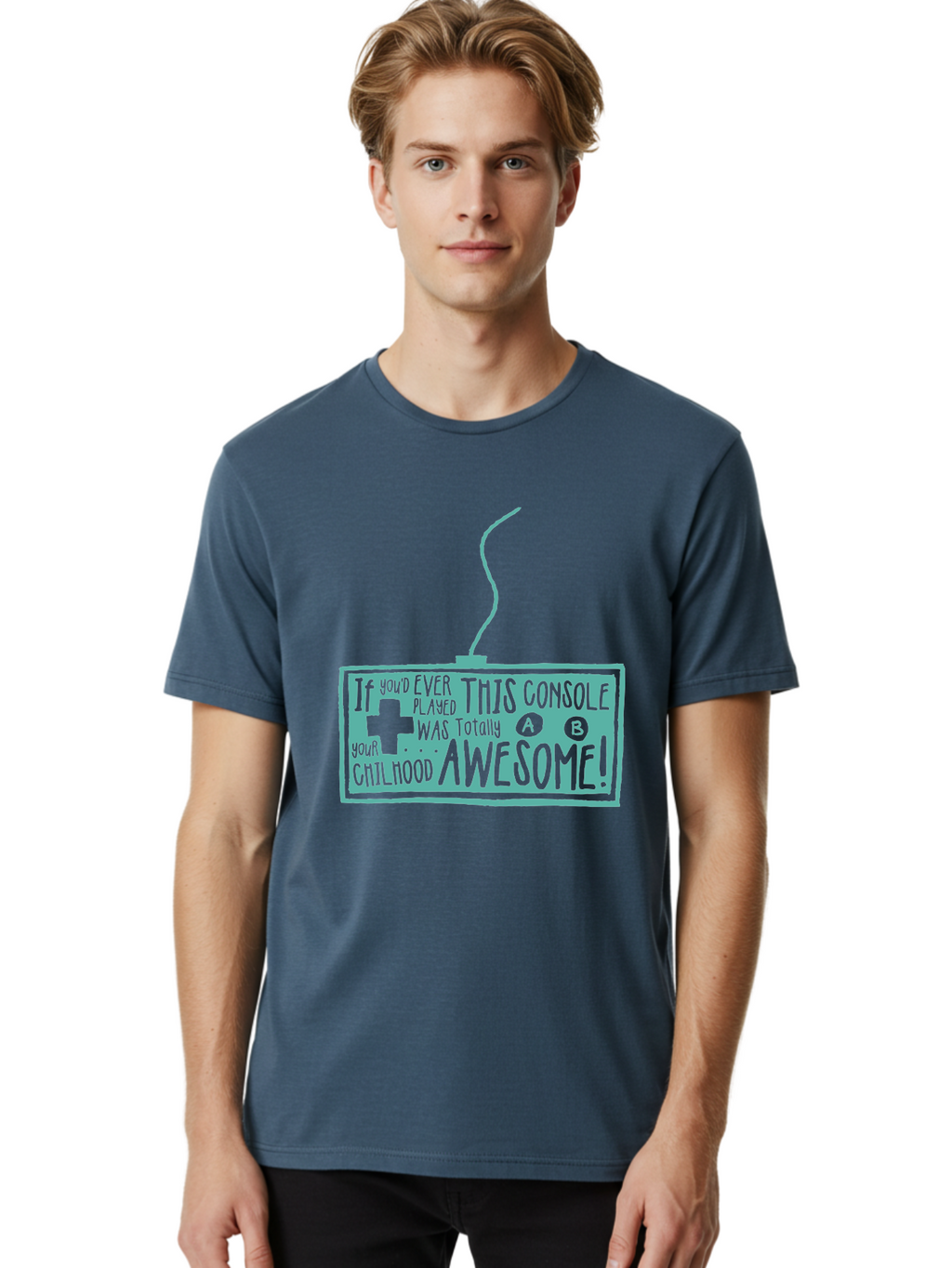 Never Stop Playing Men'S Graphic Tee, 100% Cotton, Comfortable Casual Summer Wear, Machine Washable, Retro Video Game Console, Vintage Gaming, Nostalgic Technology, Classic Video Games, Console Awesomeness, Power Cord, Playful Typography, Aae533