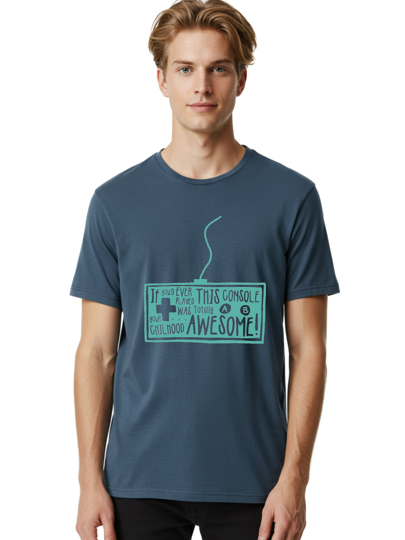 Never Stop Playing Men'S Graphic Tee, 100% Cotton, Comfortable Casual Summer Wear, Machine Washable, Retro Video Game Console, Vintage Gaming, Nostalgic Technology, Classic Video Games, Console Awesomeness, Power Cord, Playful Typography, Aae533