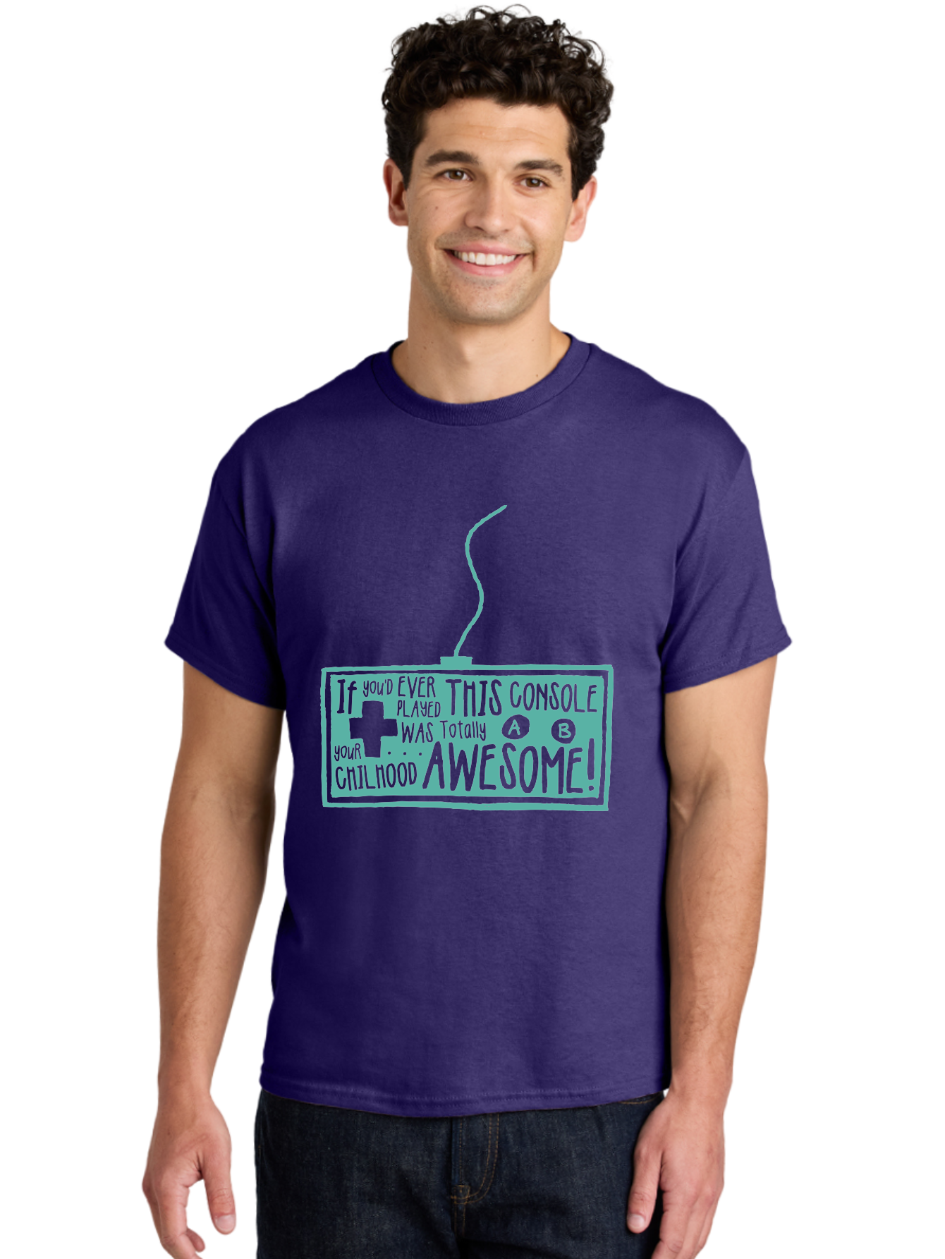 Never Stop Playing Men'S Graphic Tee, 100% Cotton, Comfortable Casual Summer Wear, Machine Washable, Retro Video Game Console, Vintage Gaming, Nostalgic Technology, Classic Video Games, Console Awesomeness, Power Cord, Playful Typography, Aae533