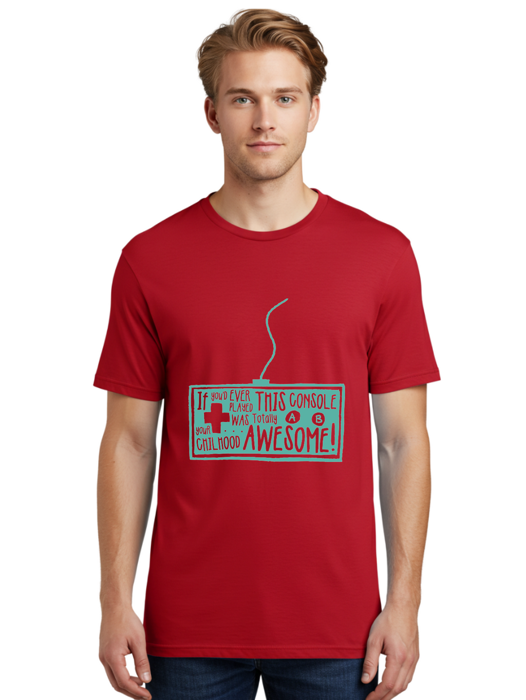Never Stop Playing Men'S Graphic Tee, 100% Cotton, Comfortable Casual Summer Wear, Machine Washable, Retro Video Game Console, Vintage Gaming, Nostalgic Technology, Classic Video Games, Console Awesomeness, Power Cord, Playful Typography, Aae533