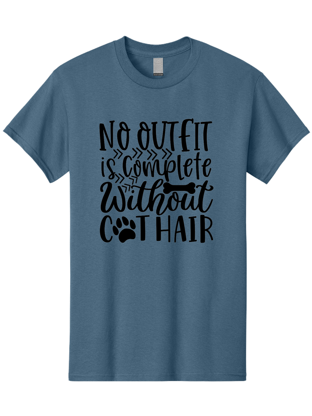 No Outfit Is Complete Without Cat Hair Men'S Graphic Tee, 100% Cotton, Comfortable Casual Summer Wear, Machine Washable, Funny Cat Quote, Cat Hair Humor, Pet Lovers, Cat Mom, Cat Dad, Pet Hair, Cat Humor, Cat Puns, Funny Pet Quotes Aae535