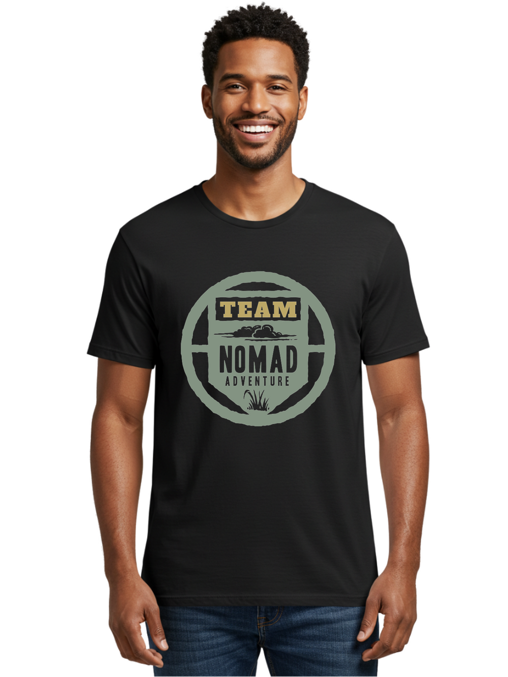 Nomad Men'S Graphic Tee, 100% Cotton, Comfortable Casual Summer Wear, Machine Washable, Adventure Team Logo, Nomadic Lifestyle, Travel Emblem, Exploration Symbol, Outdoor Adventure, Wanderlust Spirit, Adventure Seekers Aae538