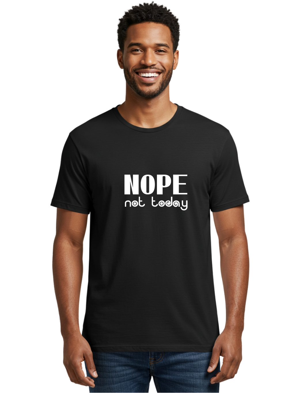 Nope Not Today Men'S Graphic Tee, 100% Cotton, Comfortable Casual Summer Wear, Machine Washable, Nope Not Today, Funny Quote, Humorous Saying, Refusal Phrase, Sassy Expression, Bold Text, Playful Font, Witty Remark, Modern Design Aae540