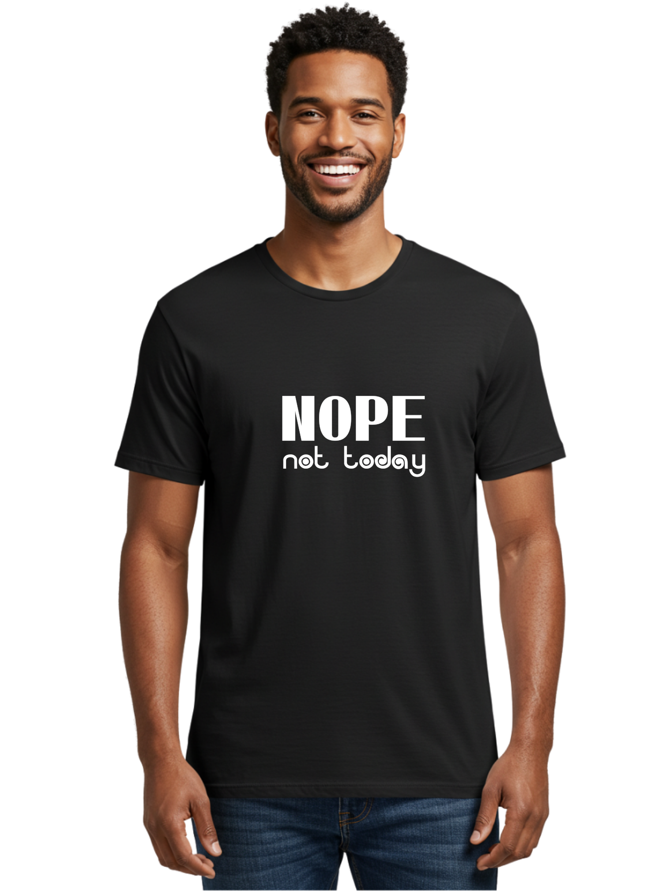 Nope Not Today Men'S Graphic Tee, 100% Cotton, Comfortable Casual Summer Wear, Machine Washable, Nope Not Today, Funny Quote, Humorous Saying, Refusal Phrase, Sassy Expression, Bold Text, Playful Font, Witty Remark, Modern Design Aae540
