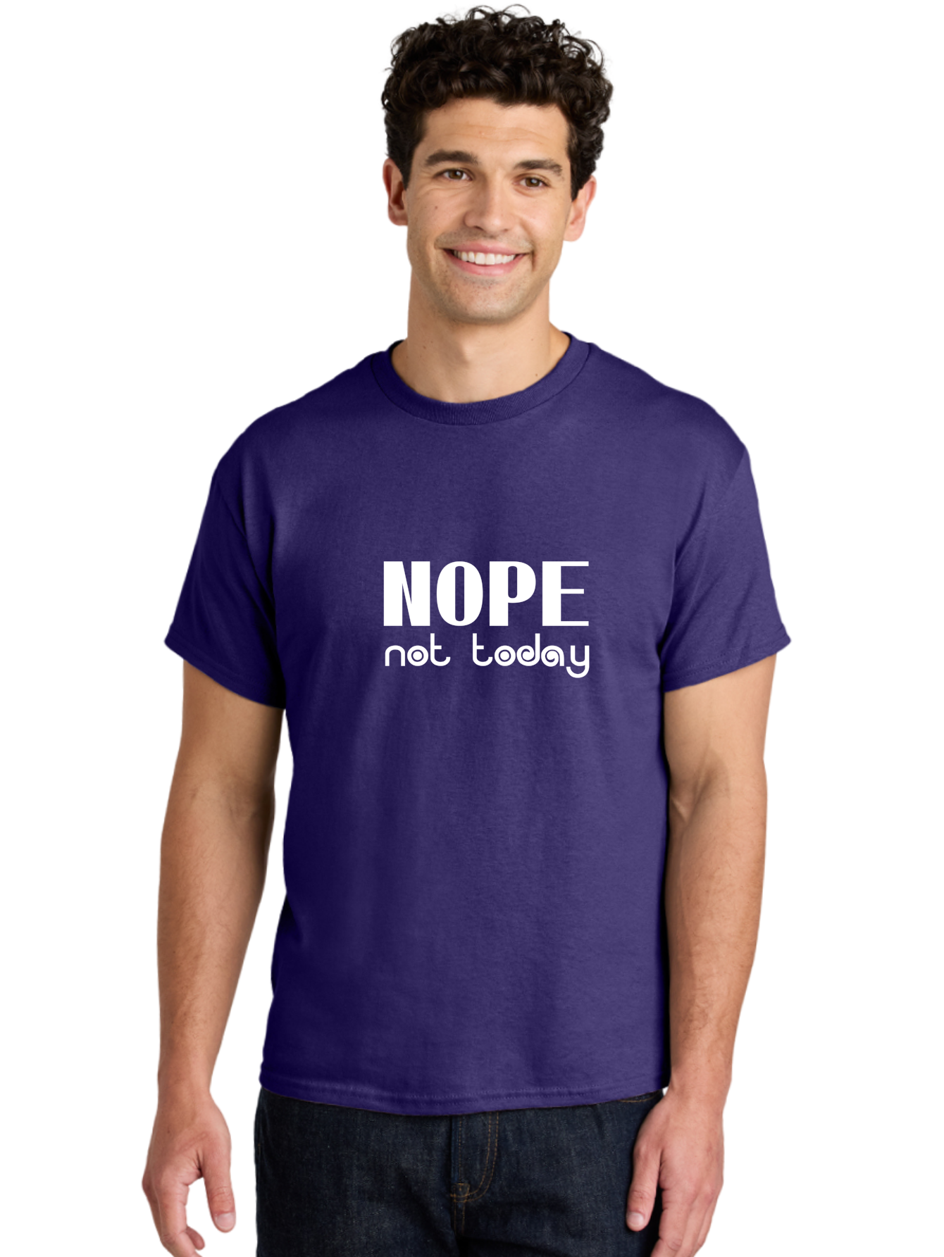 Nope Not Today Men'S Graphic Tee, 100% Cotton, Comfortable Casual Summer Wear, Machine Washable, Nope Not Today, Funny Quote, Humorous Saying, Refusal Phrase, Sassy Expression, Bold Text, Playful Font, Witty Remark, Modern Design Aae540