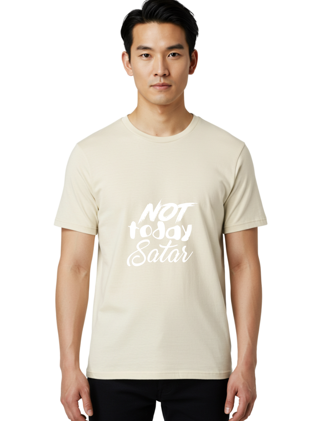 Not Today Satar Men'S Graphic Tee, 100% Cotton, Comfortable Casual Summer Wear, Machine Washable, Motivational Quotes, Inspirational Sayings, Not Today Satar, White Text On Green, Bold Font, Cursive Script, Motivational Posters, Positivity, Aae542