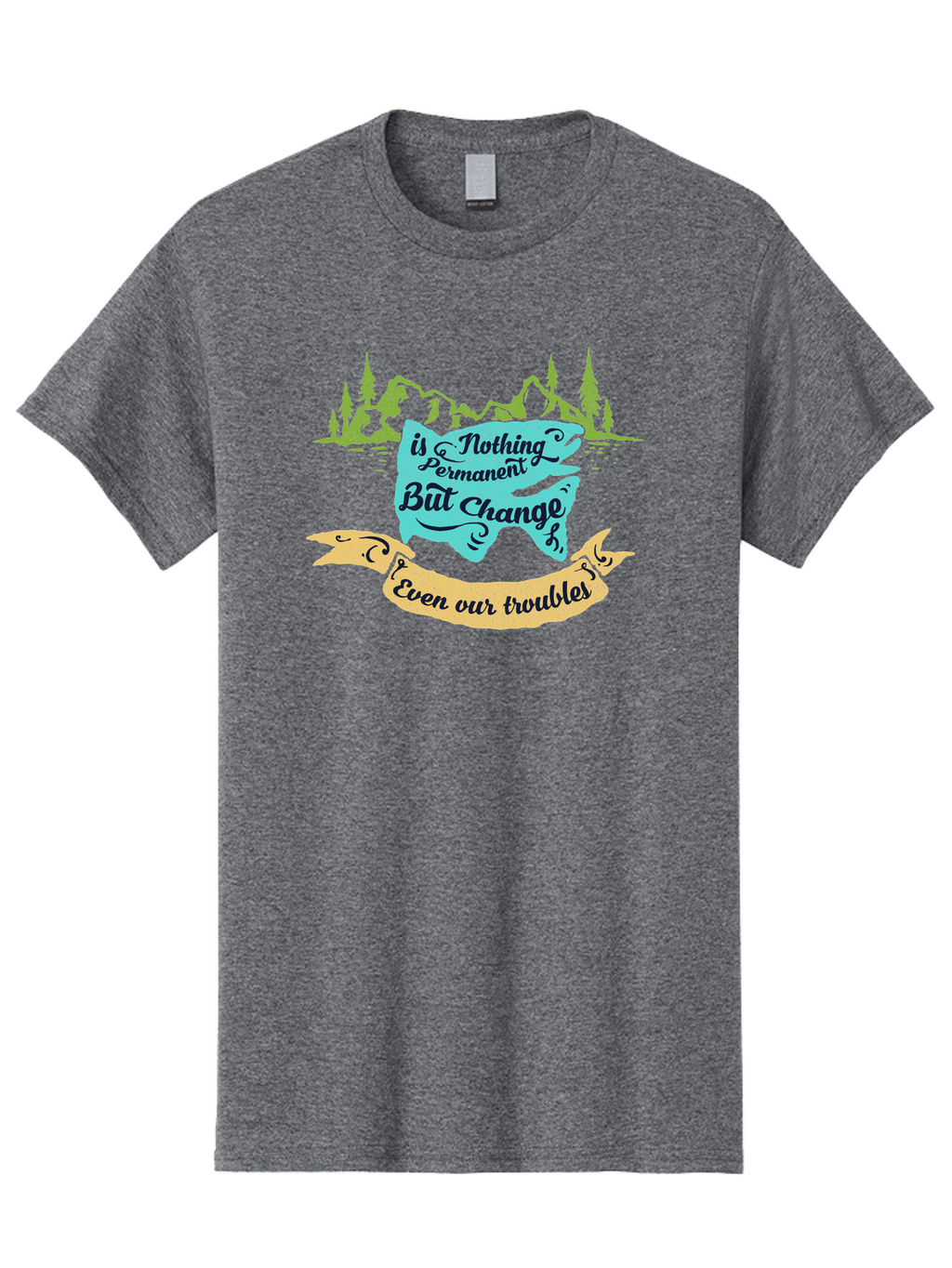 Nothing Is Permanent Men'S Graphic Tee, 100% Cotton, Comfortable Casual Summer Wear, Machine Washable, Inspirational Quote, Motivational Words, Change Is Life, Overcoming Troubles, Disney Magic, Wisdom, Positive Vibes, Cityscape, Aae544