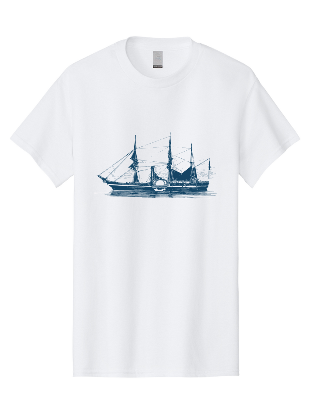 Ocean Ghost Ship Men'S Graphic Tee, 100% Cotton, Comfortable Casual Summer Wear, Machine Washable, Tall Ship Sailing, Historical Sailing Vessel, Nautical Scene, Classic Boat, Maritime Heritage, Vintage Sailing Ship, Ocean Liner, Tall Masts Aae546