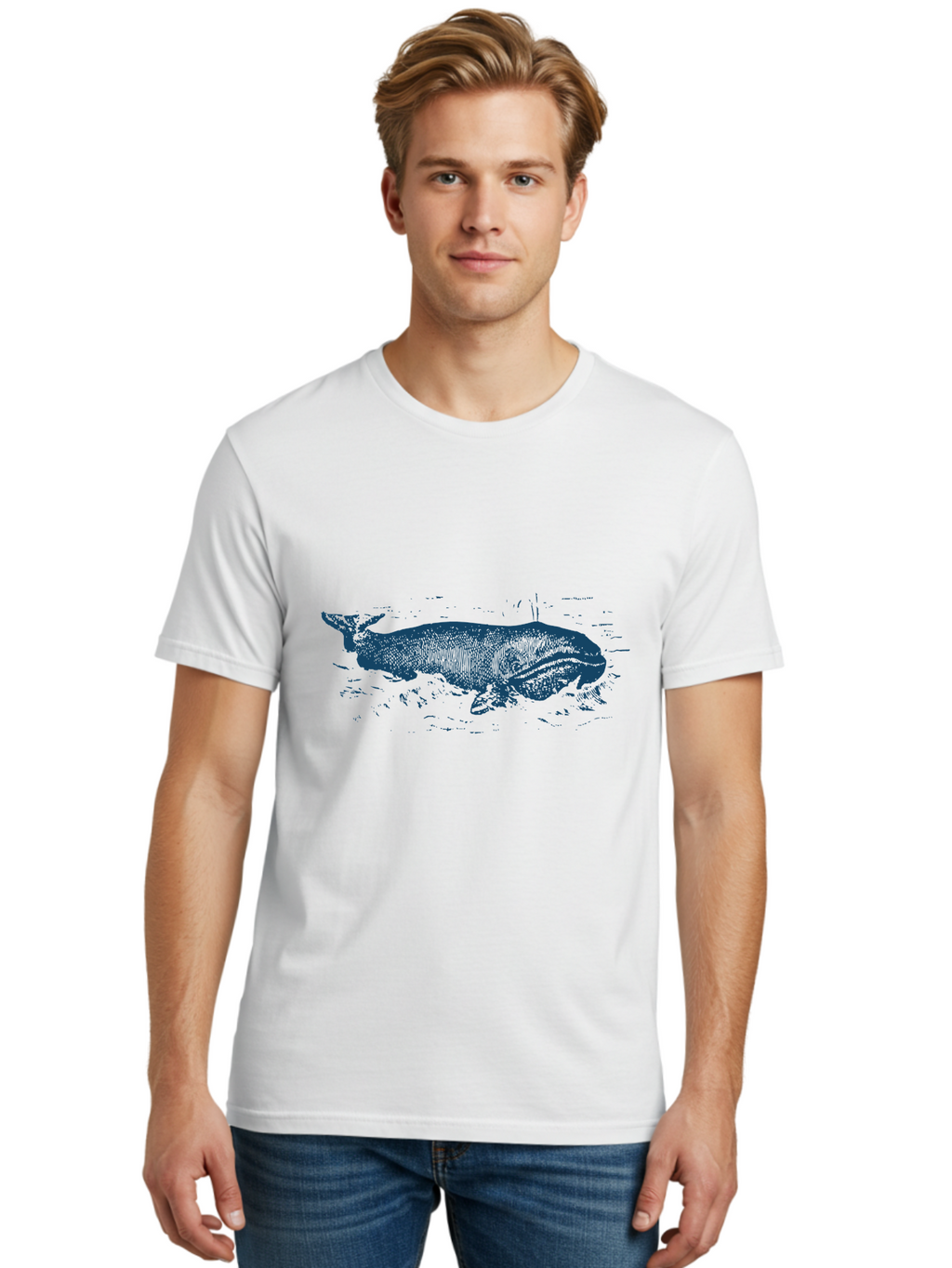 Ocean Giant Whale Men'S Graphic Tee, 100% Cotton, Comfortable Casual Summer Wear, Machine Washable, Tapir, Wild Animal, Wildlife, Forest Creature, Exotic Species, Large Mammal Aae547