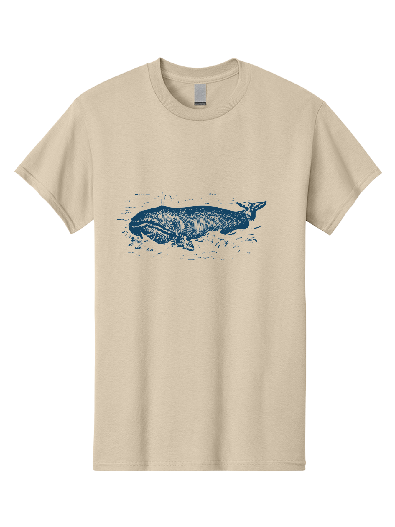 Ocean Soul Men'S Graphic Tee, 100% Cotton, Comfortable Casual Summer Wear, Machine Washable, Whale In Water, Marine Life, Ocean Creature, Aquatic Mammal, Large Sea Animal, Wildlife Illustration, Monochrome Art Aae548