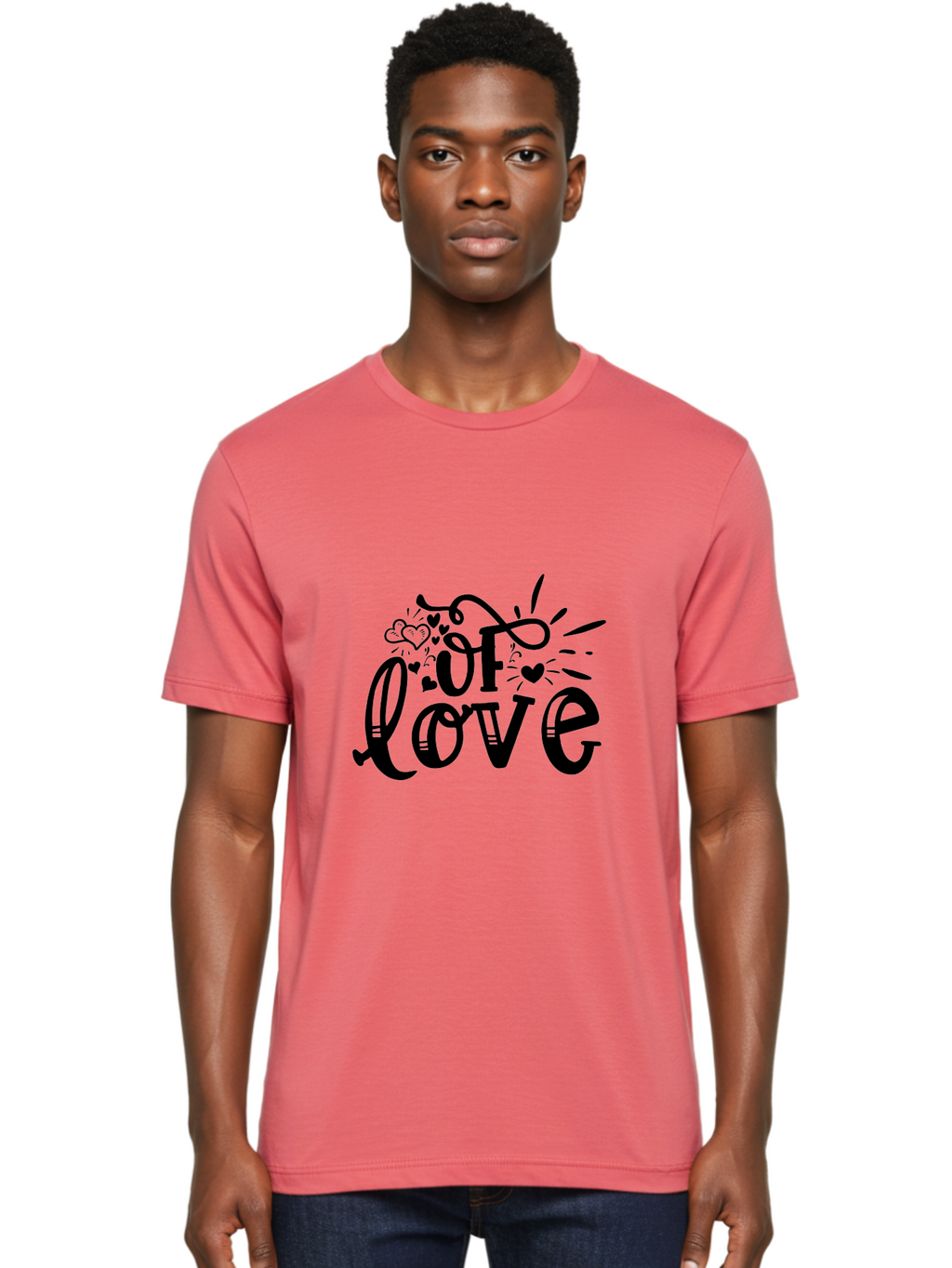 Of Love Men'S Graphic Tee, 100% Cotton, Comfortable Casual Summer Wear, Machine Washable, Heartfelt Illustration, Love Design, Decorative Typography, Whimsical Hearts, Illustration Art, Heart Theme, Love Quote Aae549