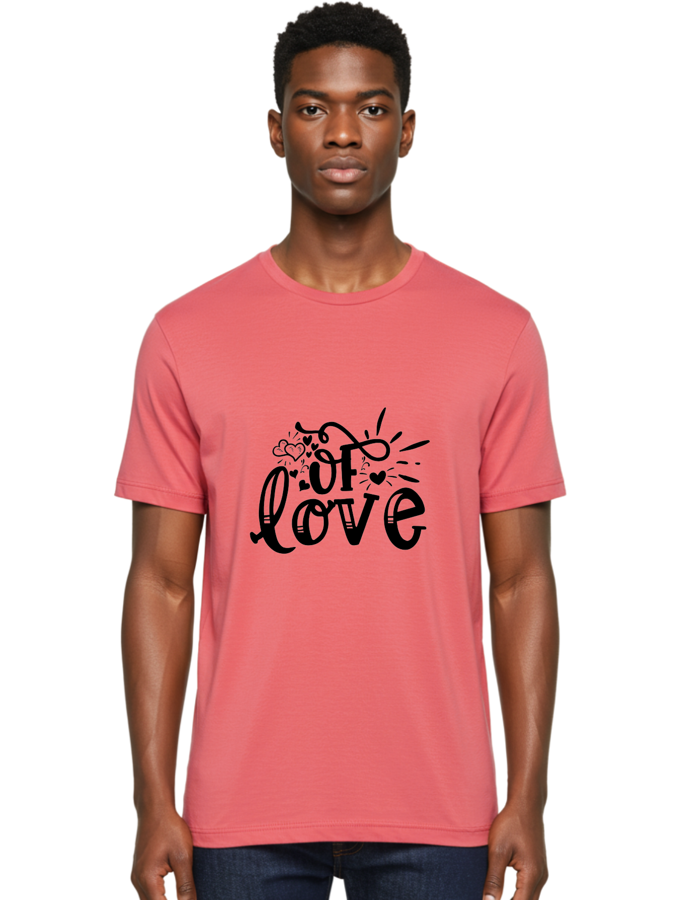 Of Love Men'S Graphic Tee, 100% Cotton, Comfortable Casual Summer Wear, Machine Washable, Heartfelt Illustration, Love Design, Decorative Typography, Whimsical Hearts, Illustration Art, Heart Theme, Love Quote Aae549