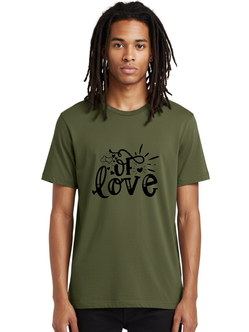 Of Love Men'S Graphic Tee, 100% Cotton, Comfortable Casual Summer Wear, Machine Washable, Heartfelt Illustration, Love Design, Decorative Typography, Whimsical Hearts, Illustration Art, Heart Theme, Love Quote Aae549