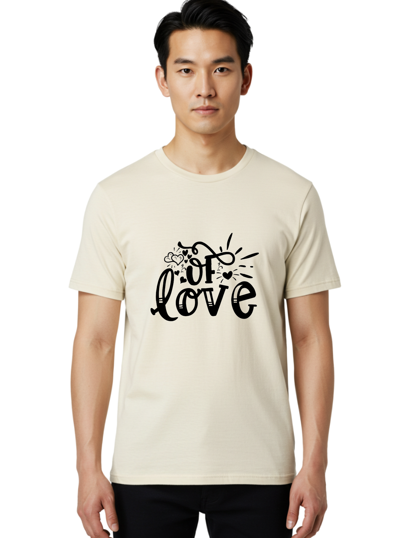 Of Love Men'S Graphic Tee, 100% Cotton, Comfortable Casual Summer Wear, Machine Washable, Heartfelt Illustration, Love Design, Decorative Typography, Whimsical Hearts, Illustration Art, Heart Theme, Love Quote Aae549