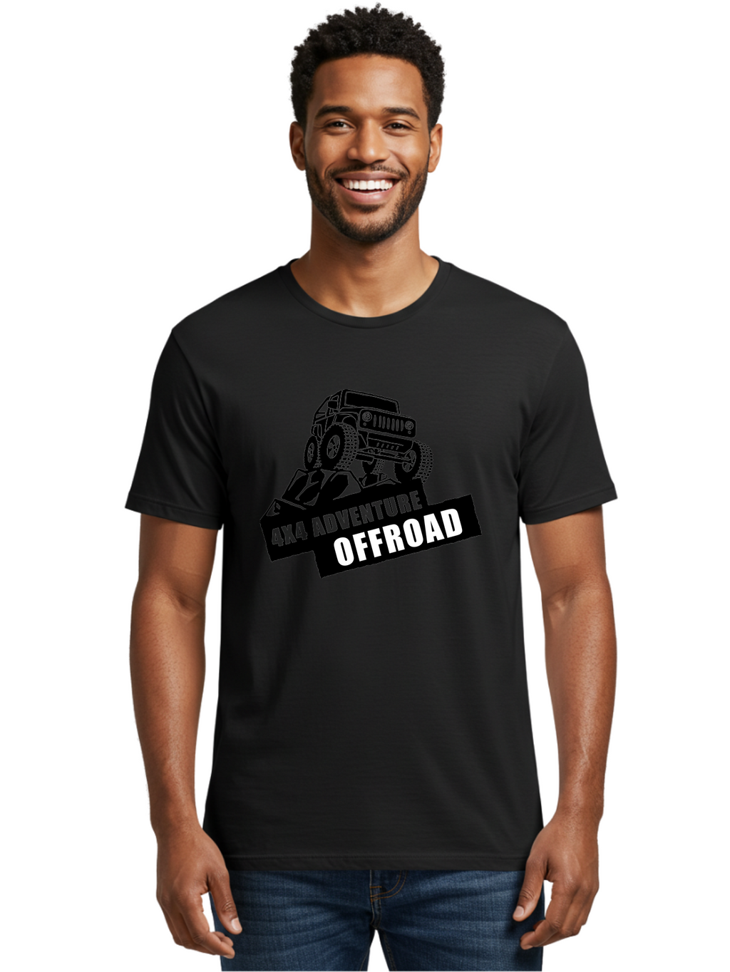 Offroad Adventure Men'S Graphic Tee, 100% Cotton, Comfortable Casual Summer Wear, Machine Washable, 4X4 Adventure, Offroad Vehicle, Rugged Terrain, Jeep Wrangler, Outdoor Excitement, Adventure Seeking, Offroading, Four-Wheel Drive, Aae550