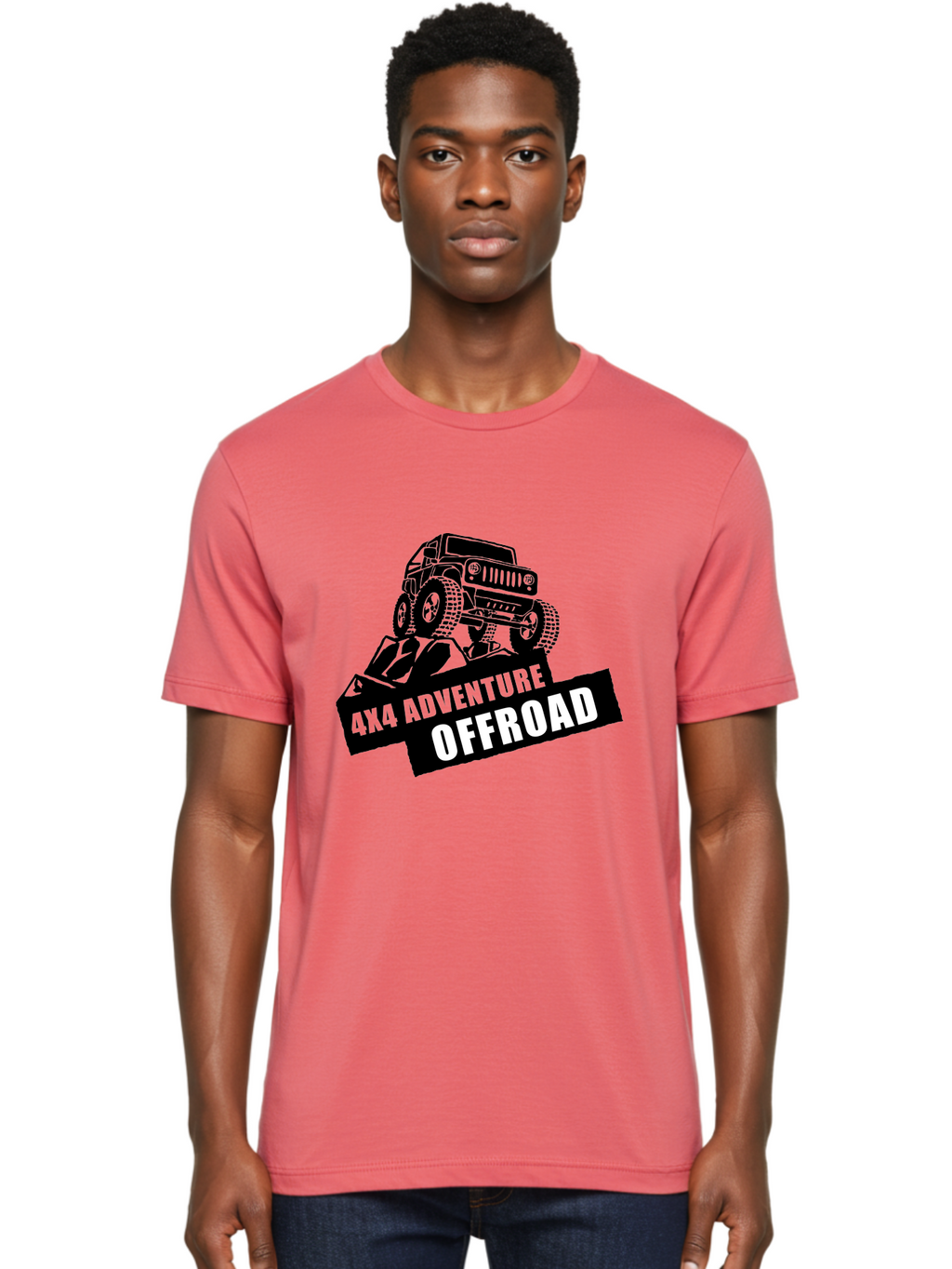 Offroad Adventure Men'S Graphic Tee, 100% Cotton, Comfortable Casual Summer Wear, Machine Washable, 4X4 Adventure, Offroad Vehicle, Rugged Terrain, Jeep Wrangler, Outdoor Excitement, Adventure Seeking, Offroading, Four-Wheel Drive, Aae550
