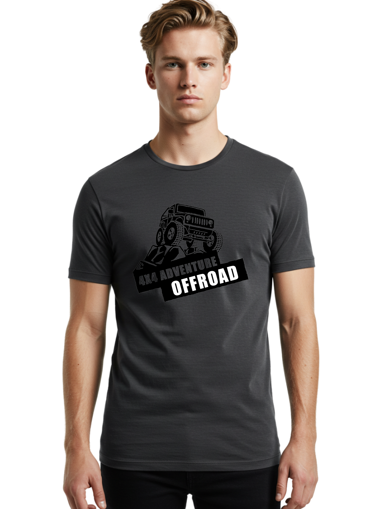 Offroad Adventure Men'S Graphic Tee, 100% Cotton, Comfortable Casual Summer Wear, Machine Washable, 4X4 Adventure, Offroad Vehicle, Rugged Terrain, Jeep Wrangler, Outdoor Excitement, Adventure Seeking, Offroading, Four-Wheel Drive, Aae550