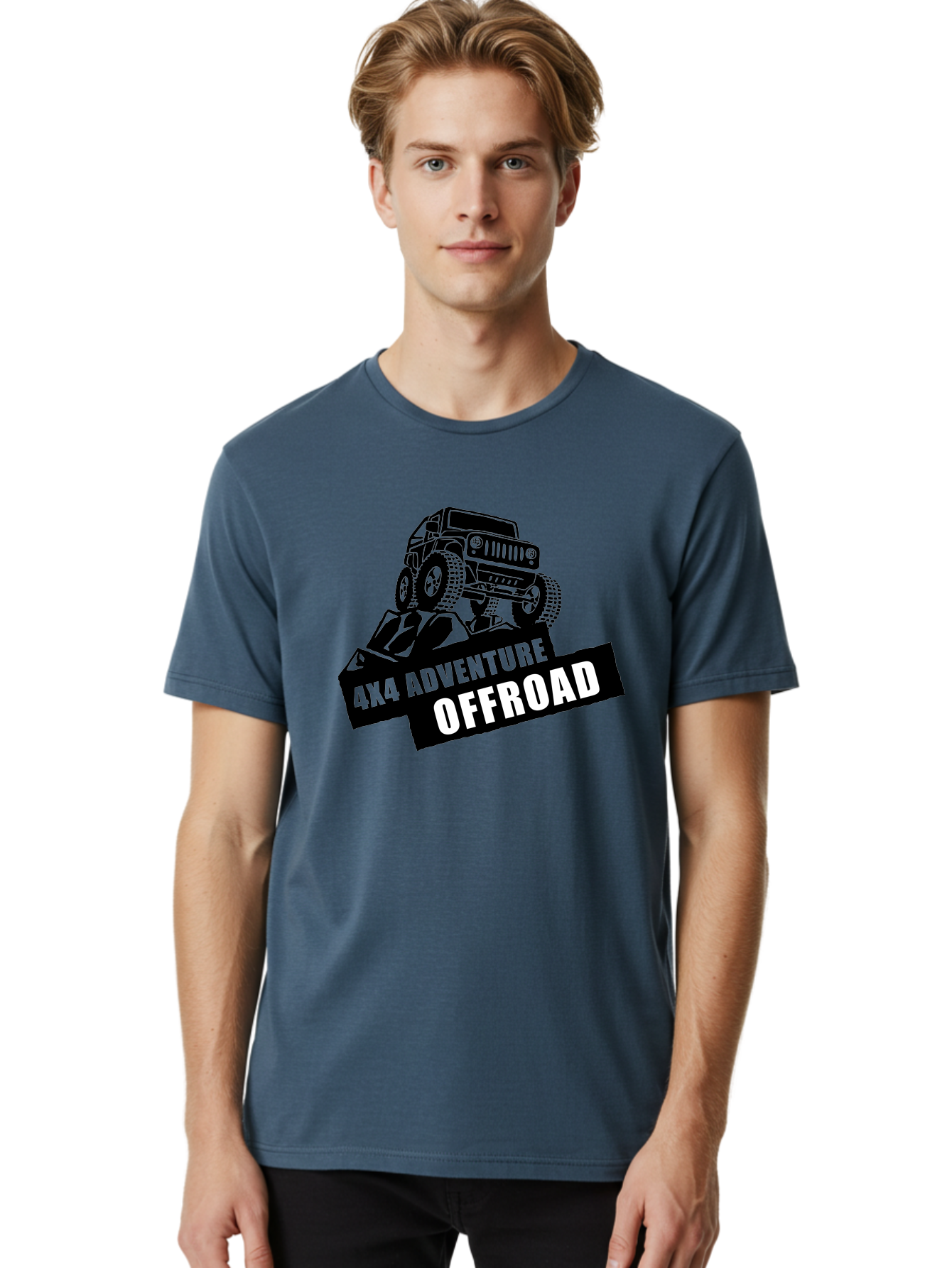 Offroad Adventure Men'S Graphic Tee, 100% Cotton, Comfortable Casual Summer Wear, Machine Washable, 4X4 Adventure, Offroad Vehicle, Rugged Terrain, Jeep Wrangler, Outdoor Excitement, Adventure Seeking, Offroading, Four-Wheel Drive, Aae550