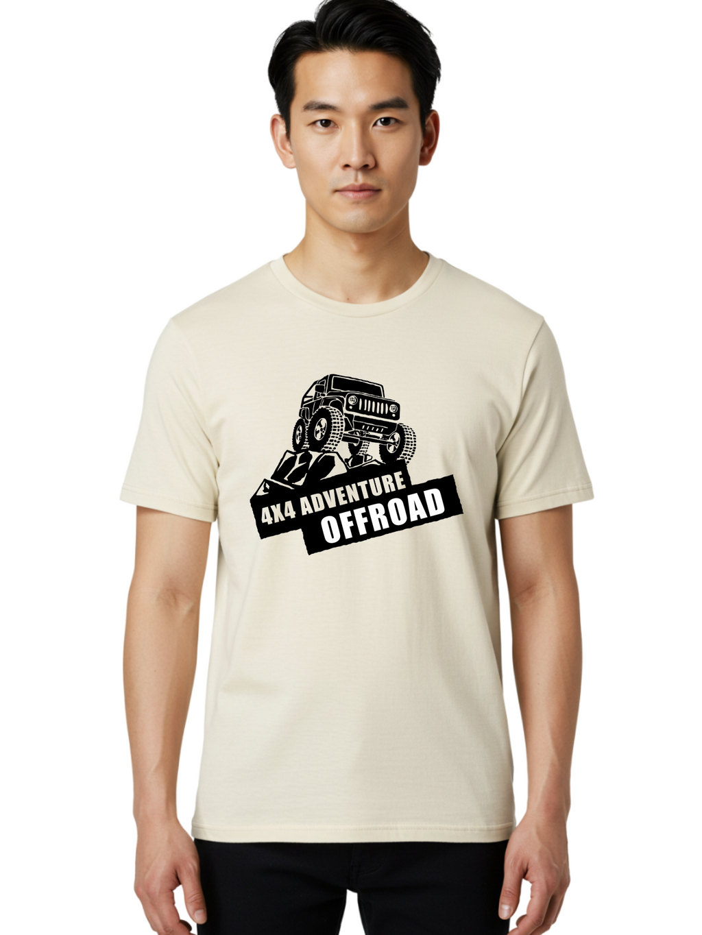 Offroad Adventure Men'S Graphic Tee, 100% Cotton, Comfortable Casual Summer Wear, Machine Washable, 4X4 Adventure, Offroad Vehicle, Rugged Terrain, Jeep Wrangler, Outdoor Excitement, Adventure Seeking, Offroading, Four-Wheel Drive, Aae550