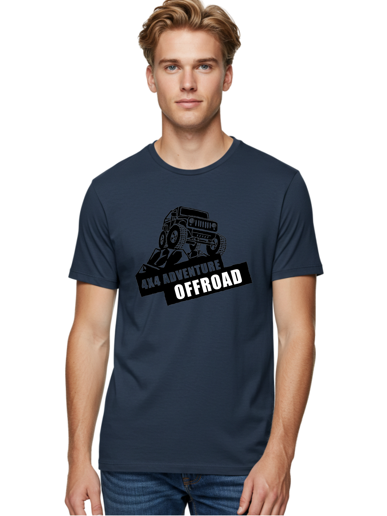Offroad Adventure Men'S Graphic Tee, 100% Cotton, Comfortable Casual Summer Wear, Machine Washable, 4X4 Adventure, Offroad Vehicle, Rugged Terrain, Jeep Wrangler, Outdoor Excitement, Adventure Seeking, Offroading, Four-Wheel Drive, Aae550