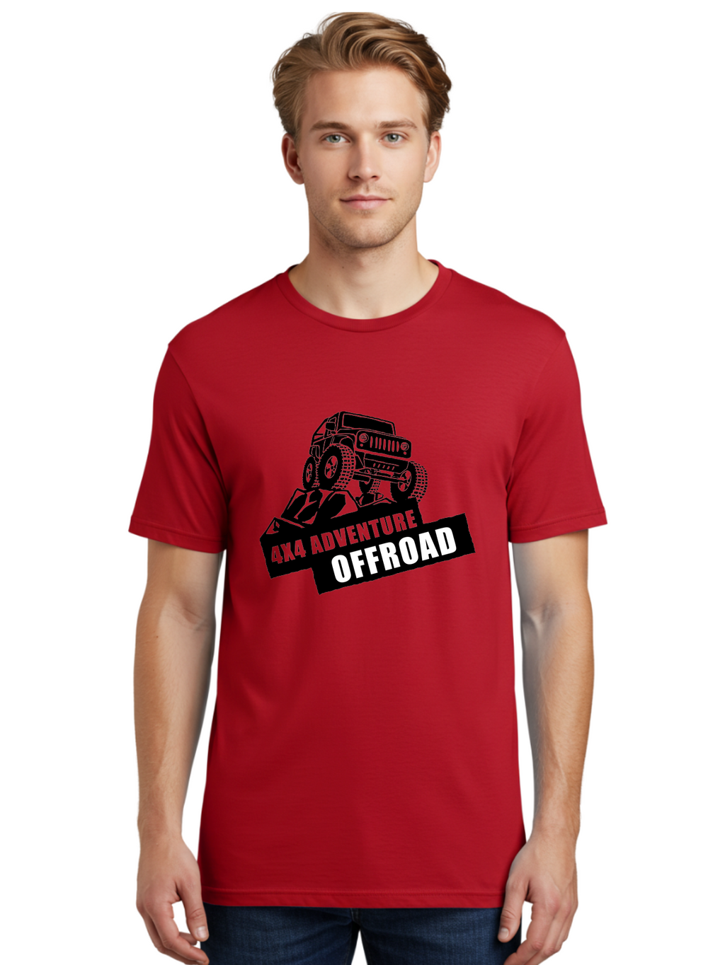 Offroad Adventure Men'S Graphic Tee, 100% Cotton, Comfortable Casual Summer Wear, Machine Washable, 4X4 Adventure, Offroad Vehicle, Rugged Terrain, Jeep Wrangler, Outdoor Excitement, Adventure Seeking, Offroading, Four-Wheel Drive, Aae550