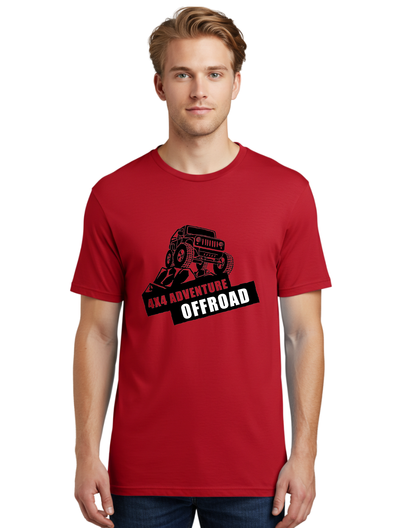Offroad Adventure Men'S Graphic Tee, 100% Cotton, Comfortable Casual Summer Wear, Machine Washable, 4X4 Adventure, Offroad Vehicle, Rugged Terrain, Jeep Wrangler, Outdoor Excitement, Adventure Seeking, Offroading, Four-Wheel Drive, Aae550