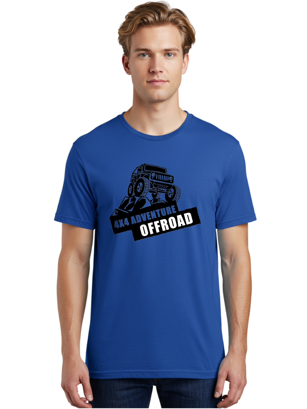 Offroad Adventure Men'S Graphic Tee, 100% Cotton, Comfortable Casual Summer Wear, Machine Washable, 4X4 Adventure, Offroad Vehicle, Rugged Terrain, Jeep Wrangler, Outdoor Excitement, Adventure Seeking, Offroading, Four-Wheel Drive, Aae550