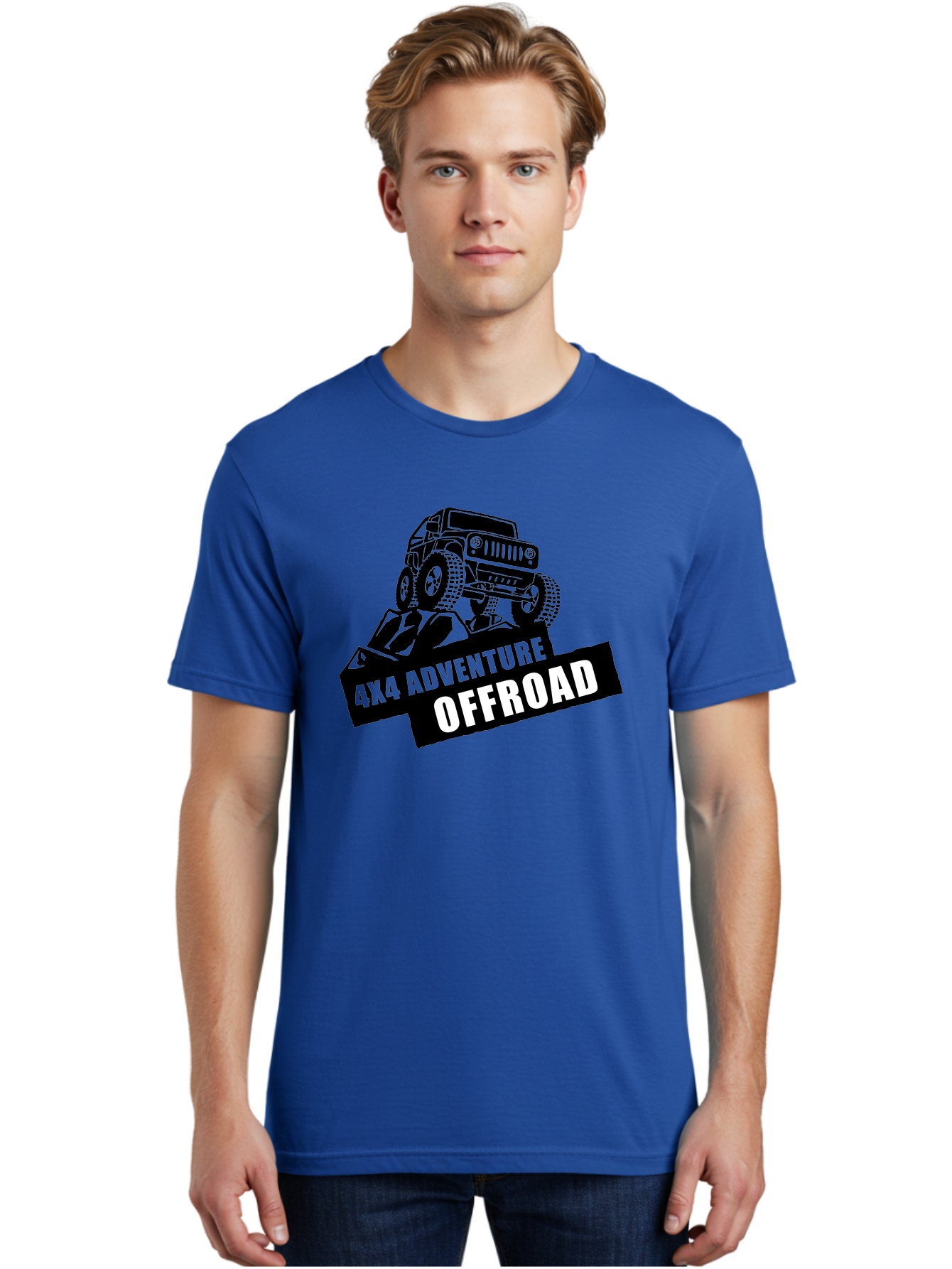 Offroad Adventure Men'S Graphic Tee, 100% Cotton, Comfortable Casual Summer Wear, Machine Washable, 4X4 Adventure, Offroad Vehicle, Rugged Terrain, Jeep Wrangler, Outdoor Excitement, Adventure Seeking, Offroading, Four-Wheel Drive, Aae550