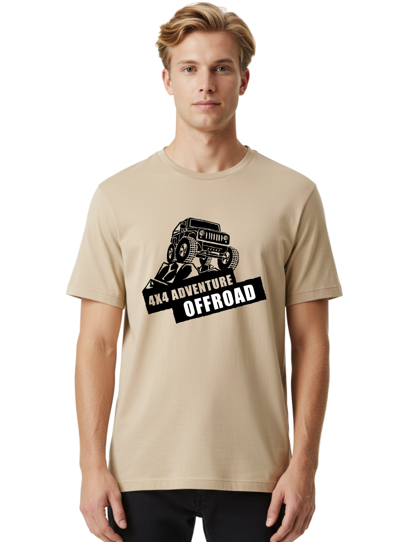 Offroad Adventure Men'S Graphic Tee, 100% Cotton, Comfortable Casual Summer Wear, Machine Washable, 4X4 Adventure, Offroad Vehicle, Rugged Terrain, Jeep Wrangler, Outdoor Excitement, Adventure Seeking, Offroading, Four-Wheel Drive, Aae550
