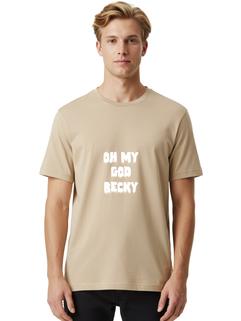 Oh My God Becky Men'S Graphic Tee, 100% Cotton, Comfortable Casual Summer Wear, Machine Washable, Funny Quote, Reaction Meme, Humorous Phrase, Comedic Expression, Oh My God Becky, Meme Culture, Internet Humor Aae551