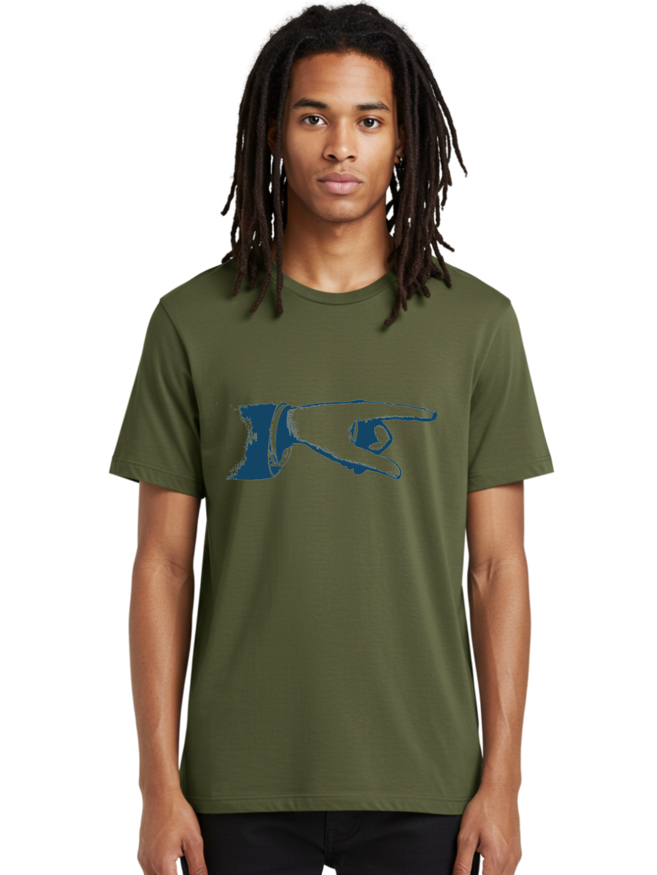 Old Fashioned Direction Hand Men'S Graphic Tee, 100% Cotton, Comfortable Casual Summer Wear, Machine Washable, Pointing Hand Gesture, Hand Illustration, Finger Pointing, Directional Indicator, Interactive Art, Blue And Green Graphic Aae552