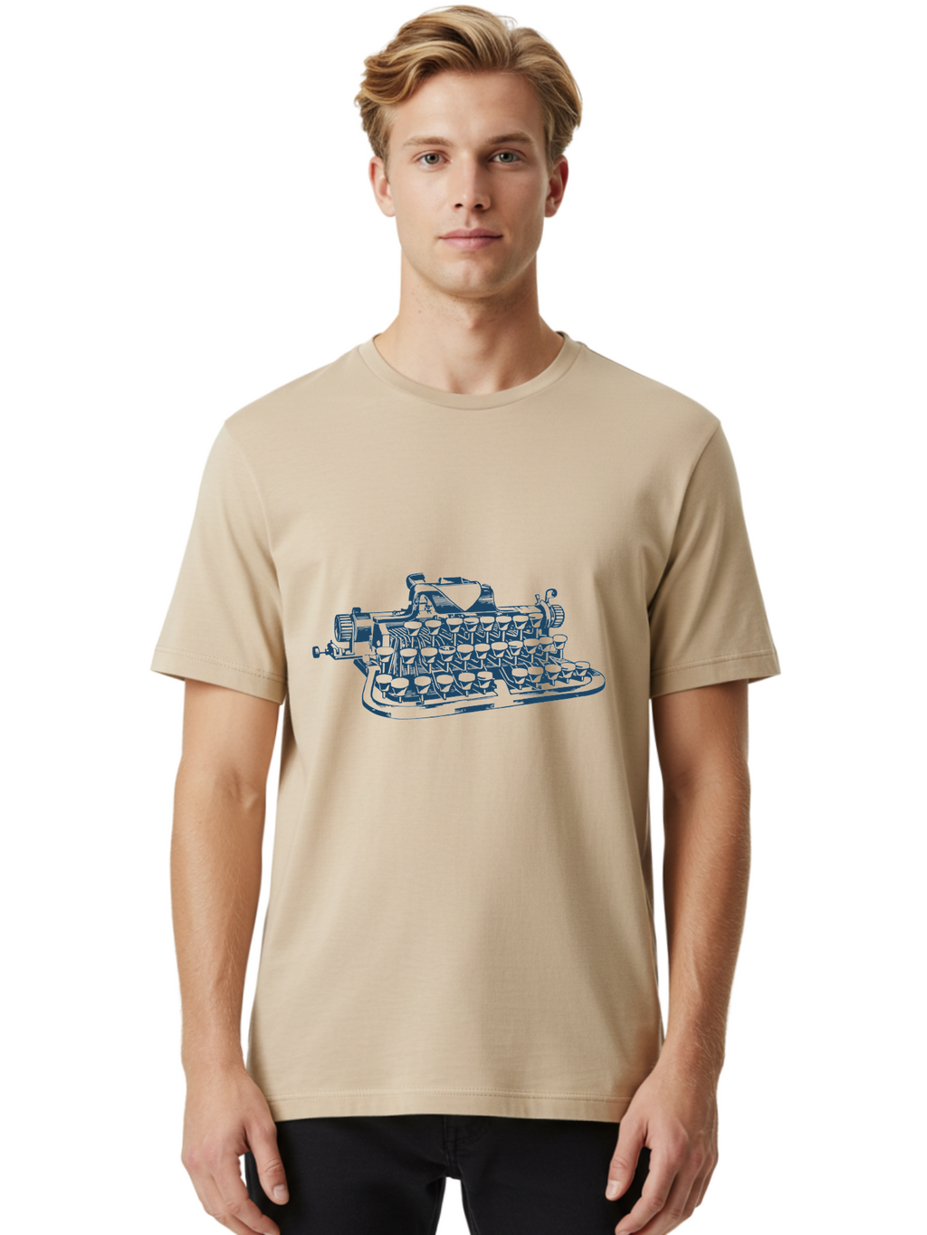 Old Soul Typewriter Men'S Graphic Tee, 100% Cotton, Comfortable Casual Summer Wear, Machine Washable, Vintage Typewriter, Classic Writing Machine, Retro Office Equipment, Antique Technology, Nostalgic Design, Manual Typing, Writer'S Tool, Aae556