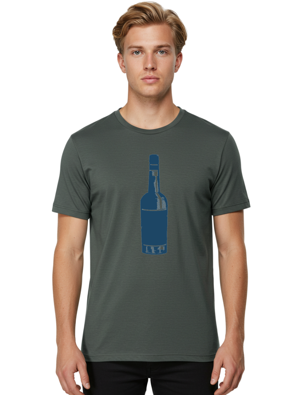 Old World Liquor Men'S Graphic Tee, 100% Cotton, Comfortable Casual Summer Wear, Machine Washable, Wine Bottle, Alcohol, Beverage, Glass Bottle, Wine Container, Luxury Drink, Fine Wine Aae560