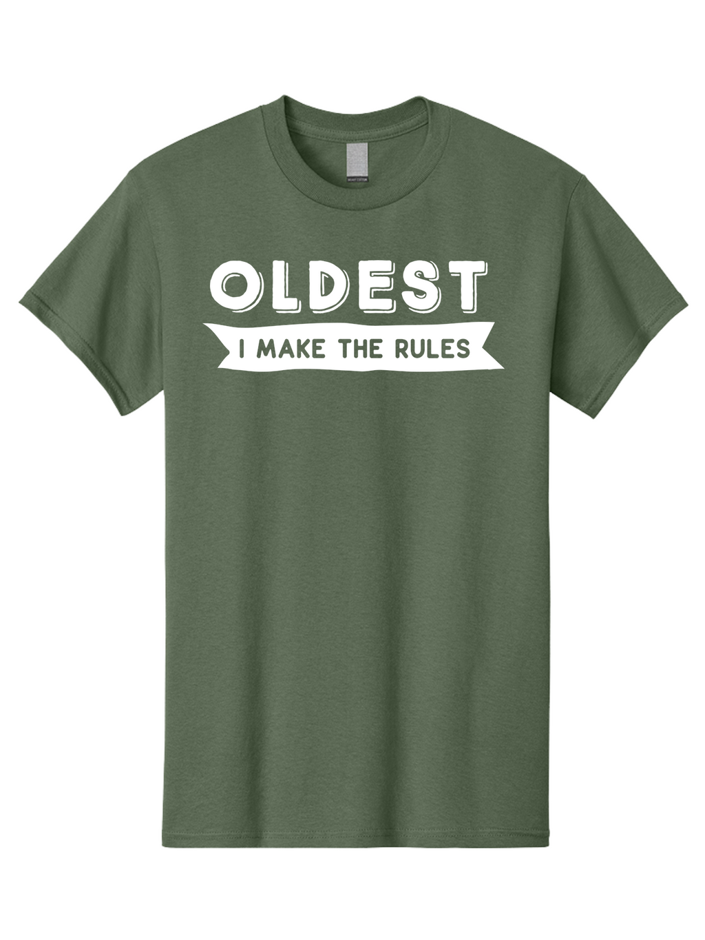 Oldest - I Make The Rules White Men'S Graphic Tee, 100% Cotton, Comfortable Casual Summer Wear, Machine Washable, Eldest Sibling, Family Dynamics, Sibling Rivalry, Rule Maker, Leadership, Bold Typography, Sibling Pride, Confidence Boost Aae565