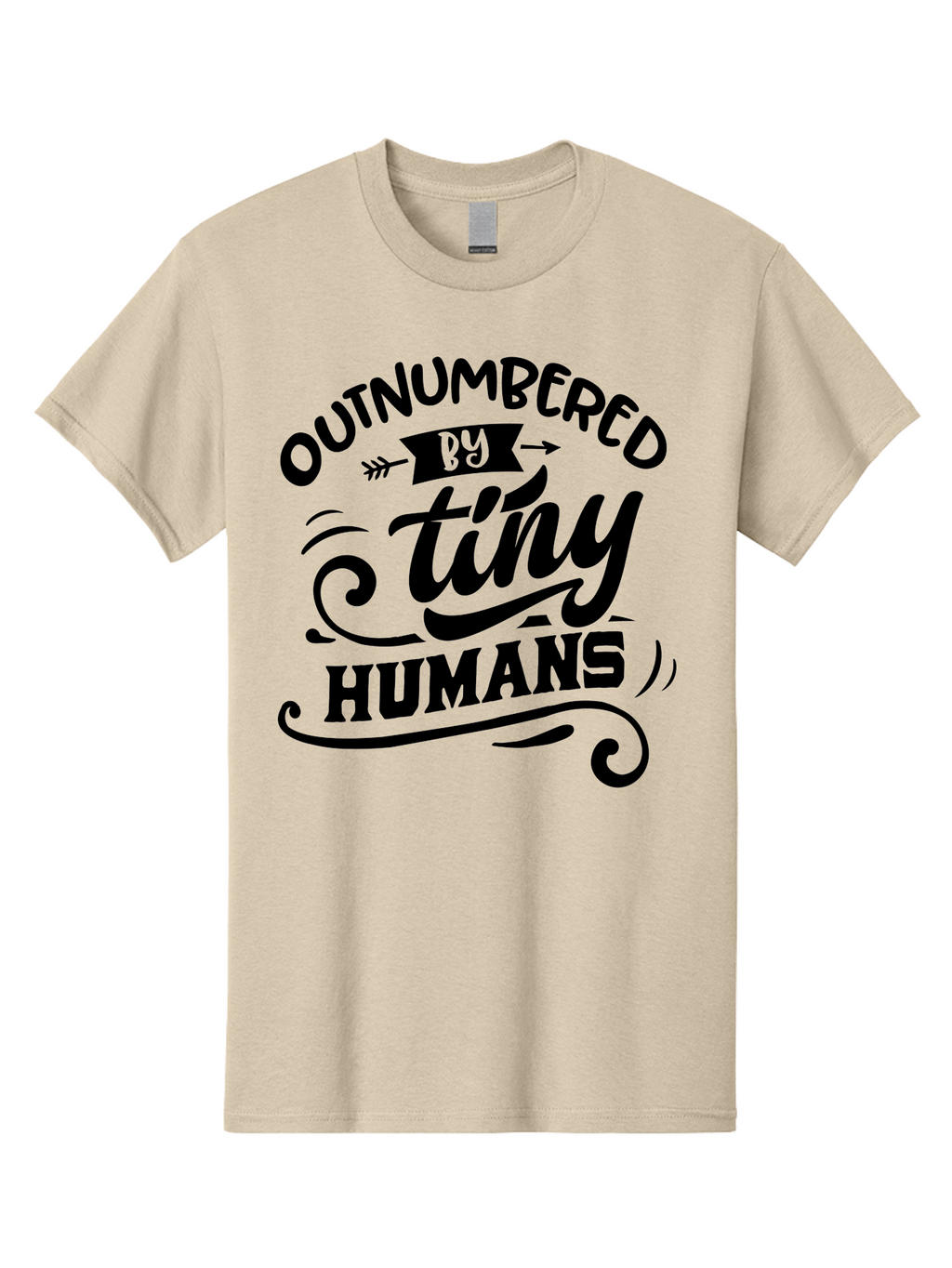 Outnumbered By Tiny Humans Men'S Graphic Tee, 100% Cotton, Comfortable Casual Summer Wear, Machine Washable, Inspirational Quote, Cute Design, Positive Message, Funny Typography, Motivational Words, Creative Expression, Quirky Art Aae572