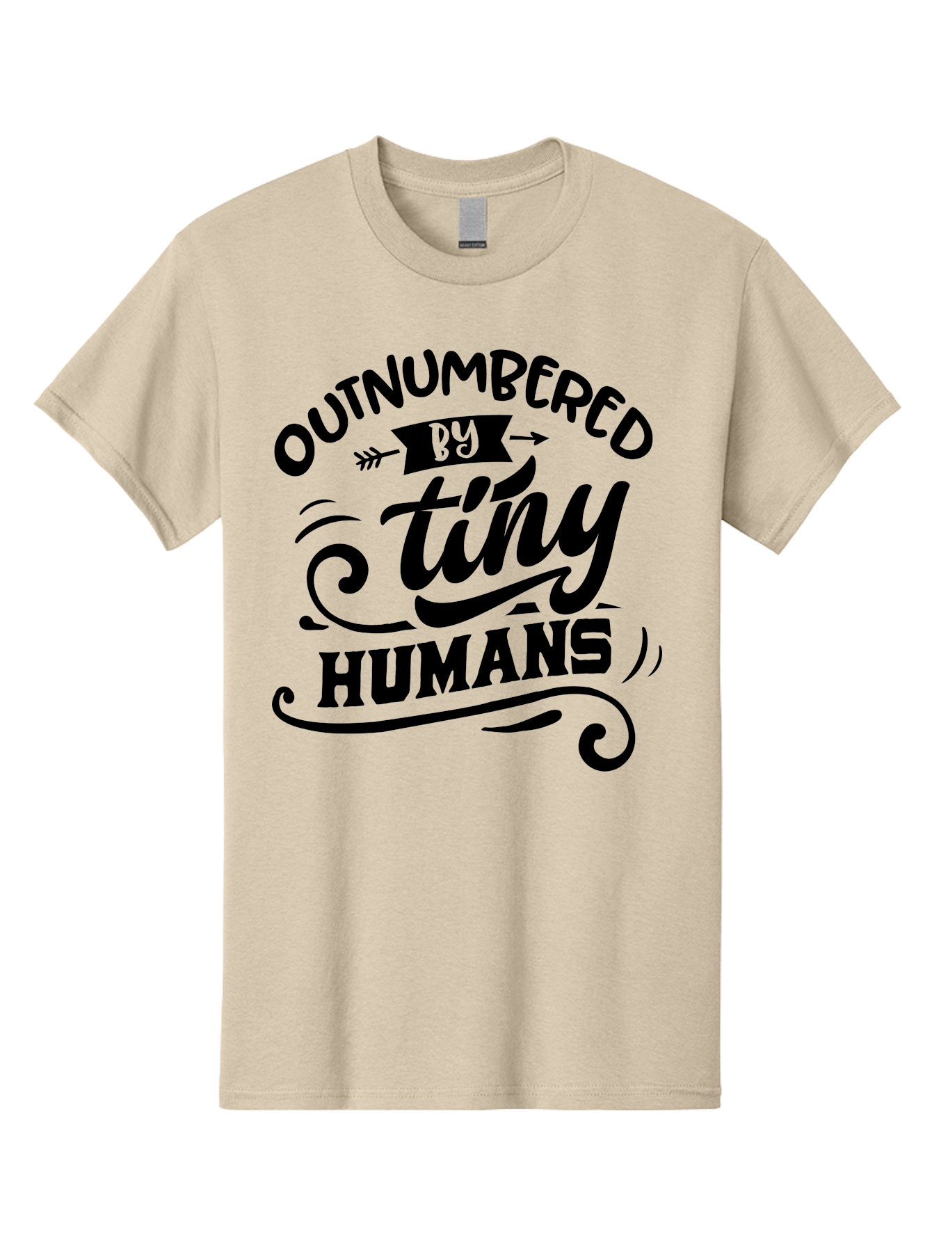 Outnumbered By Tiny Humans Men'S Graphic Tee, 100% Cotton, Comfortable Casual Summer Wear, Machine Washable, Inspirational Quote, Cute Design, Positive Message, Funny Typography, Motivational Words, Creative Expression, Quirky Art Aae572
