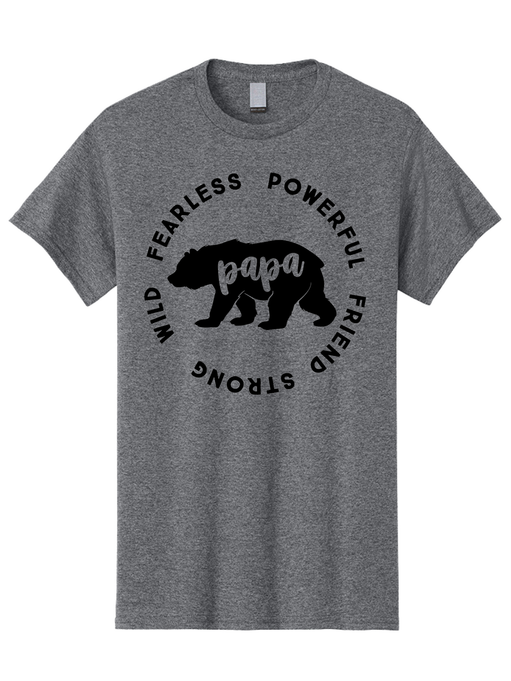 Papa Bear Men'S Graphic Tee, 100% Cotton, Comfortable Casual Summer Wear, Machine Washable, Bear Silhouette, Papa Bear, Wild Bear, Powerful Bear, Fearless Bear, Strong Friend, Fatherly Love, Bear Graphics, Personalized Gift, Father'S Day Ideas Aae575