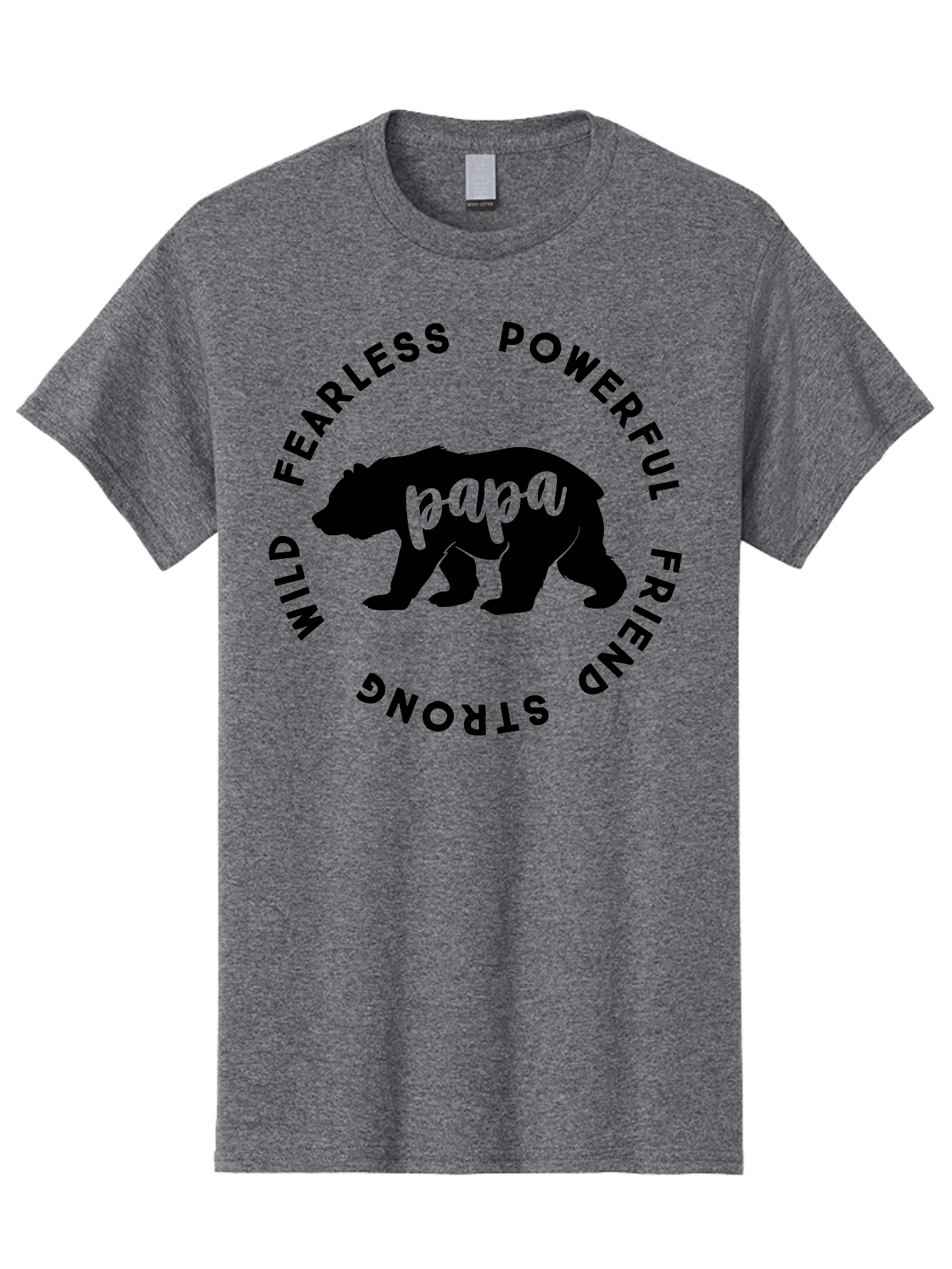 Papa Bear Men'S Graphic Tee, 100% Cotton, Comfortable Casual Summer Wear, Machine Washable, Bear Silhouette, Papa Bear, Wild Bear, Powerful Bear, Fearless Bear, Strong Friend, Fatherly Love, Bear Graphics, Personalized Gift, Father'S Day Ideas Aae575
