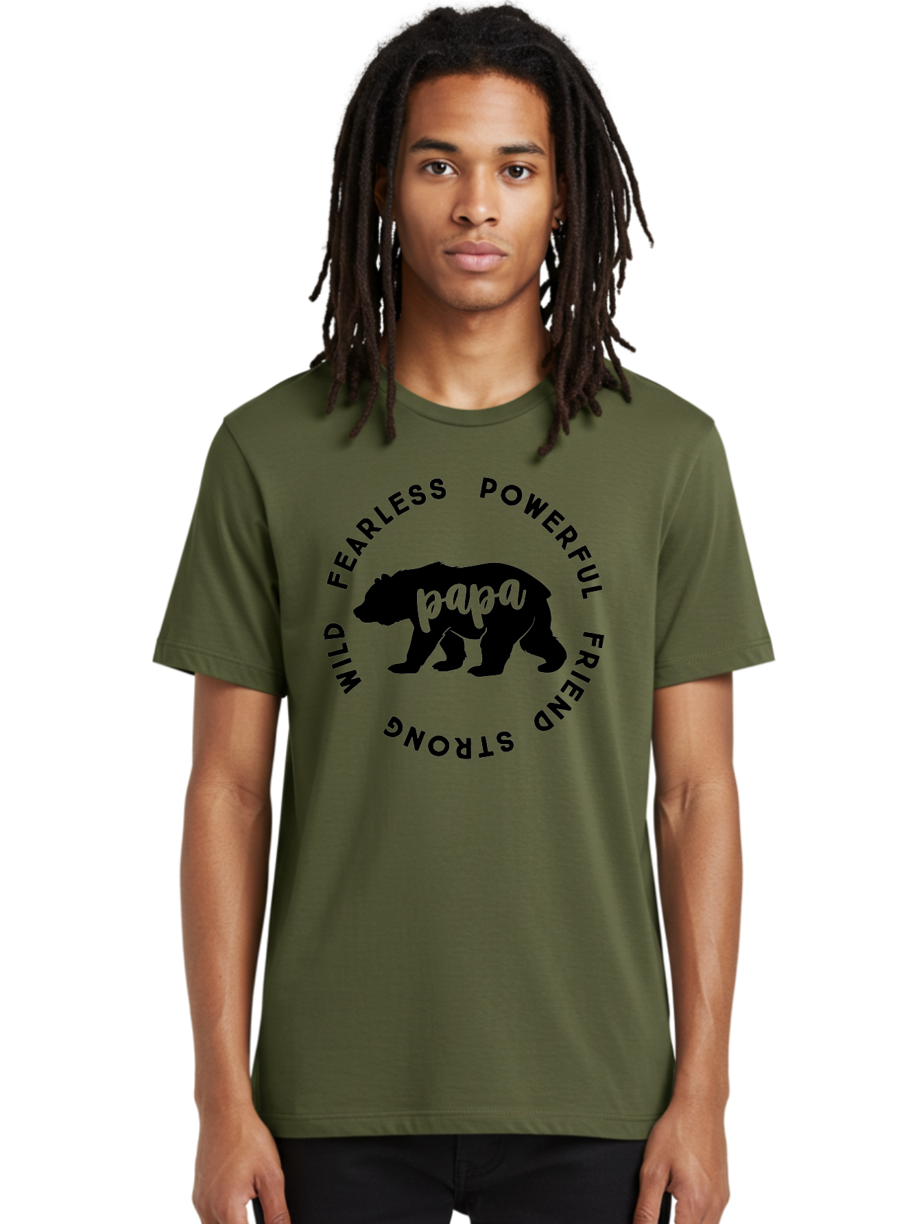 Papa Bear Men'S Graphic Tee, 100% Cotton, Comfortable Casual Summer Wear, Machine Washable, Bear Silhouette, Papa Bear, Wild Bear, Powerful Bear, Fearless Bear, Strong Friend, Fatherly Love, Bear Graphics, Personalized Gift, Father'S Day Ideas Aae575