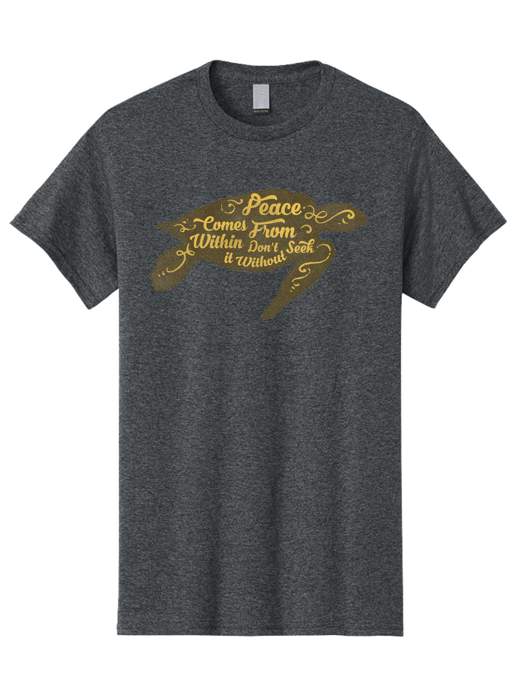 Peace Comes Within Men'S Graphic Tee, 100% Cotton, Comfortable Casual Summer Wear, Machine Washable, Peaceful Quote, Inspirational Words, Calming Message, Serene Turtle, Inner Peace, Mindfulness, Yoga, Meditation, Zen, Motivational Phrase Aae577
