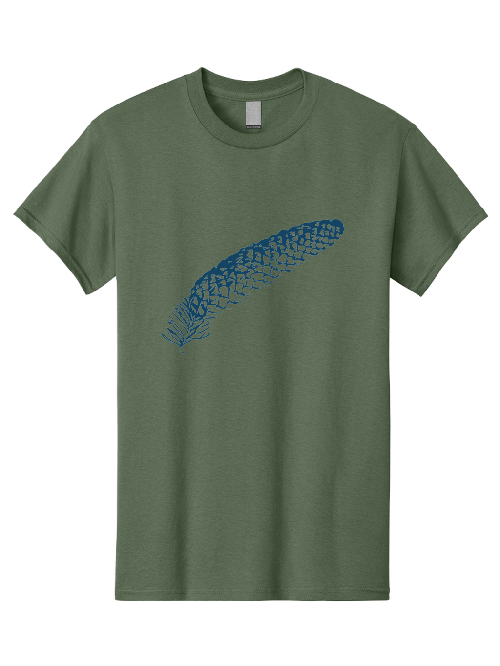 Pinecone Men'S Graphic Tee, 100% Cotton, Comfortable Casual Summer Wear, Machine Washable, Blue Feather Illustration, Intricate Scale Pattern, Bird Symbolism, Nature-Inspired Art, Abstract Design, Feather Texture, Artistic Expression, Aae581
