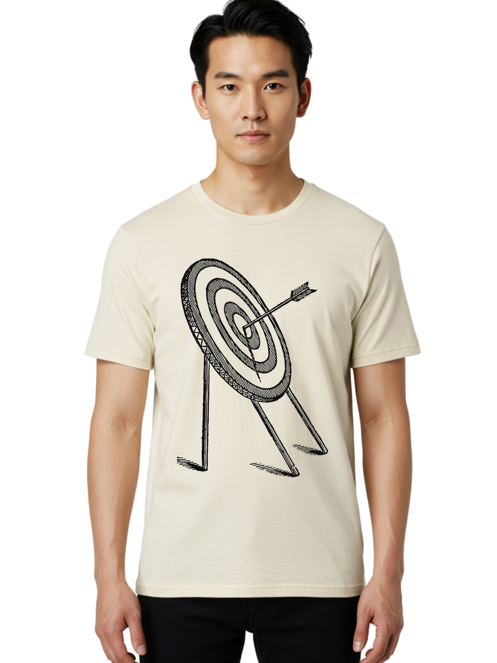 Point Of Impact Men'S Graphic Tee, 100% Cotton, Comfortable Casual Summer Wear, Machine Washable, Target Practice, Archery Skills, Direct Hit, Precision Shooting, Bullseye, Focused Aim, Arrow In Target, Goal Achievement, Success Symbol Aae583