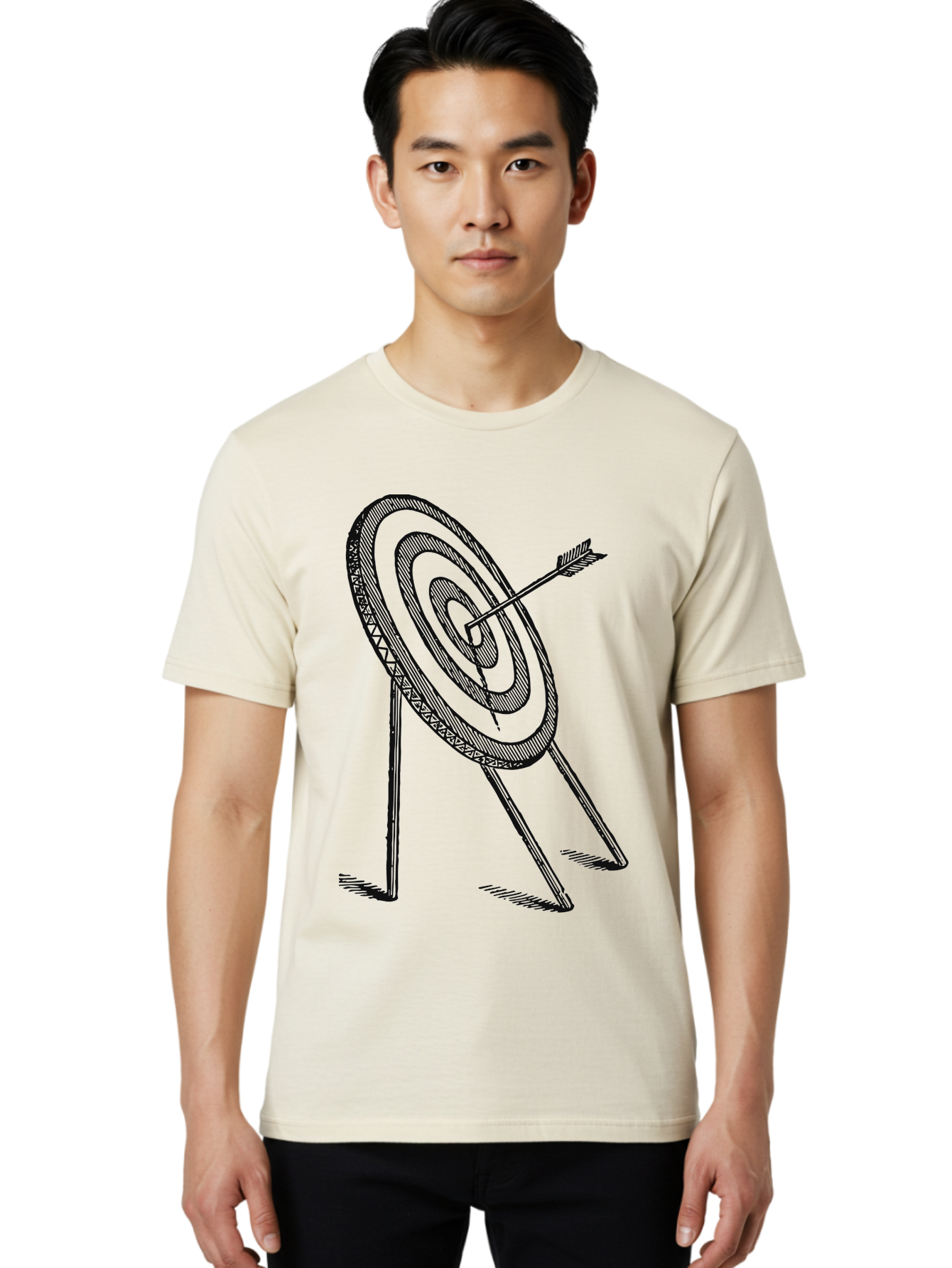 Point Of Impact Men'S Graphic Tee, 100% Cotton, Comfortable Casual Summer Wear, Machine Washable, Target Practice, Archery Skills, Direct Hit, Precision Shooting, Bullseye, Focused Aim, Arrow In Target, Goal Achievement, Success Symbol Aae583