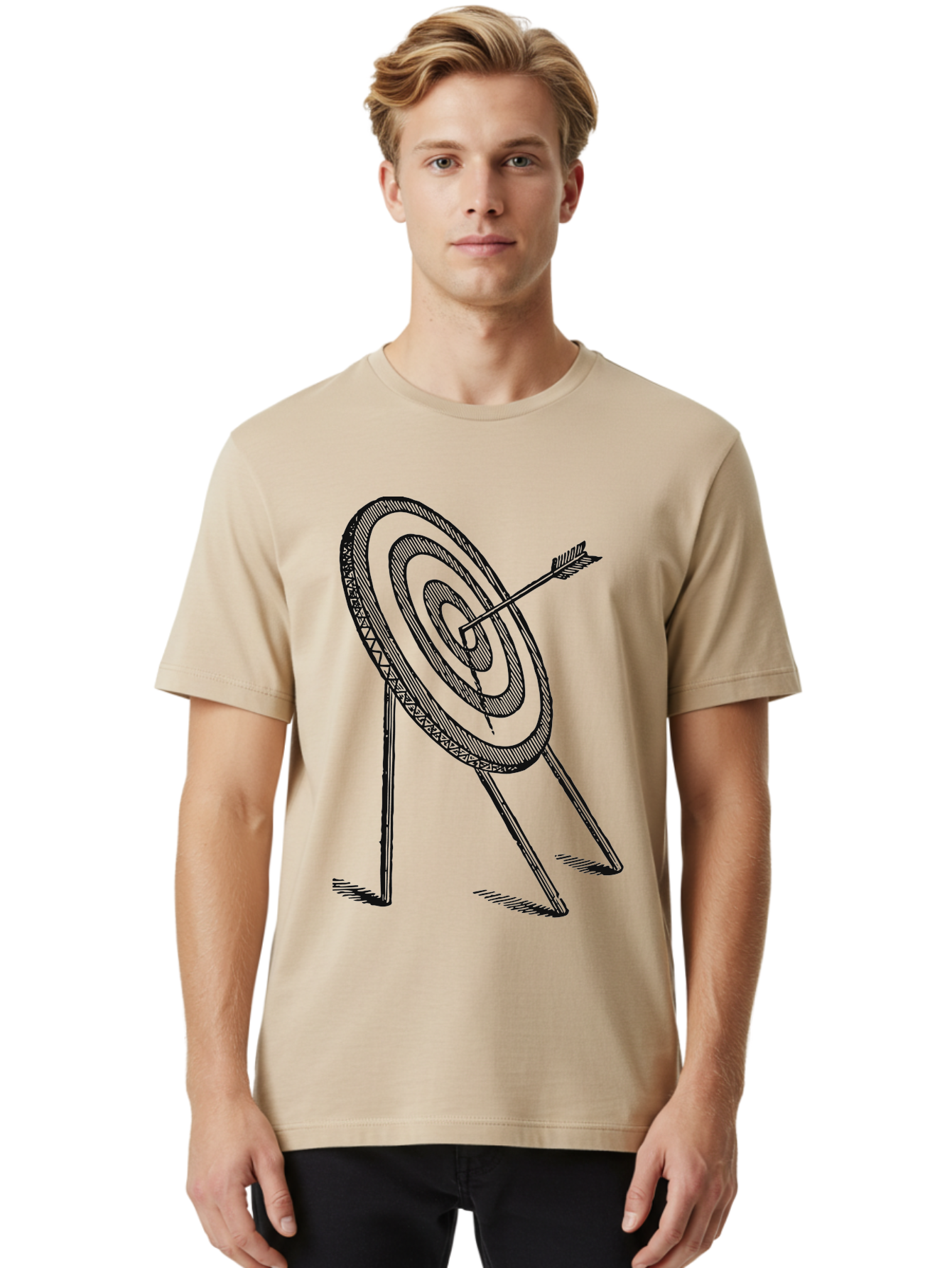 Point Of Impact Men'S Graphic Tee, 100% Cotton, Comfortable Casual Summer Wear, Machine Washable, Target Practice, Archery Skills, Direct Hit, Precision Shooting, Bullseye, Focused Aim, Arrow In Target, Goal Achievement, Success Symbol Aae583