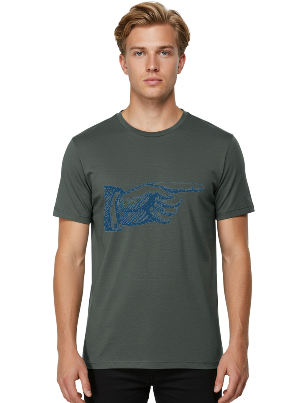 Pointing Finger Men'S Graphic Tee, 100% Cotton, Comfortable Casual Summer Wear, Machine Washable, Hand Pointing, Finger Pointing, Direction Indicator, Gesture, Illustration, Hand Gesture, Pointing Finger, Direction Sign Aae584