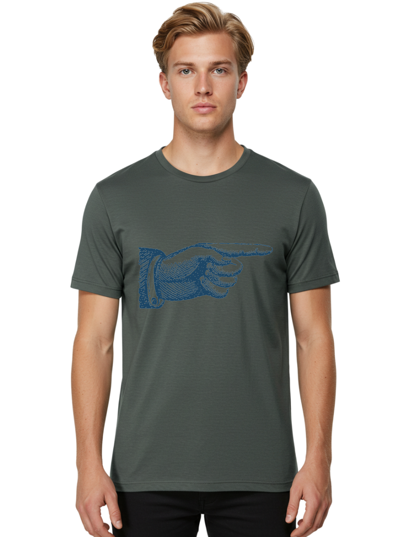 Pointing Finger Men'S Graphic Tee, 100% Cotton, Comfortable Casual Summer Wear, Machine Washable, Hand Pointing, Finger Pointing, Direction Indicator, Gesture, Illustration, Hand Gesture, Pointing Finger, Direction Sign Aae584