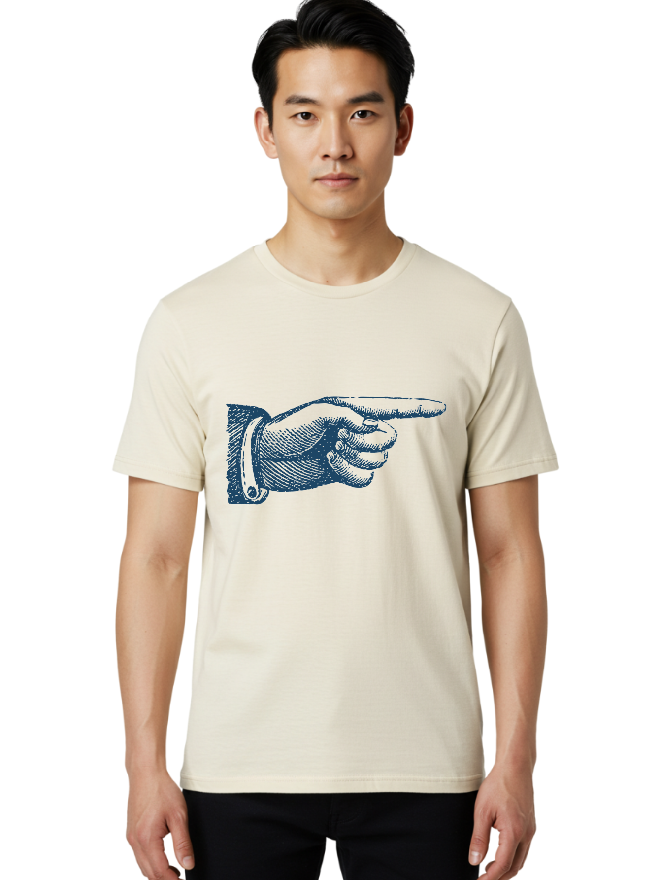 Pointing Finger Men'S Graphic Tee, 100% Cotton, Comfortable Casual Summer Wear, Machine Washable, Hand Pointing, Finger Pointing, Direction Indicator, Gesture, Illustration, Hand Gesture, Pointing Finger, Direction Sign Aae584